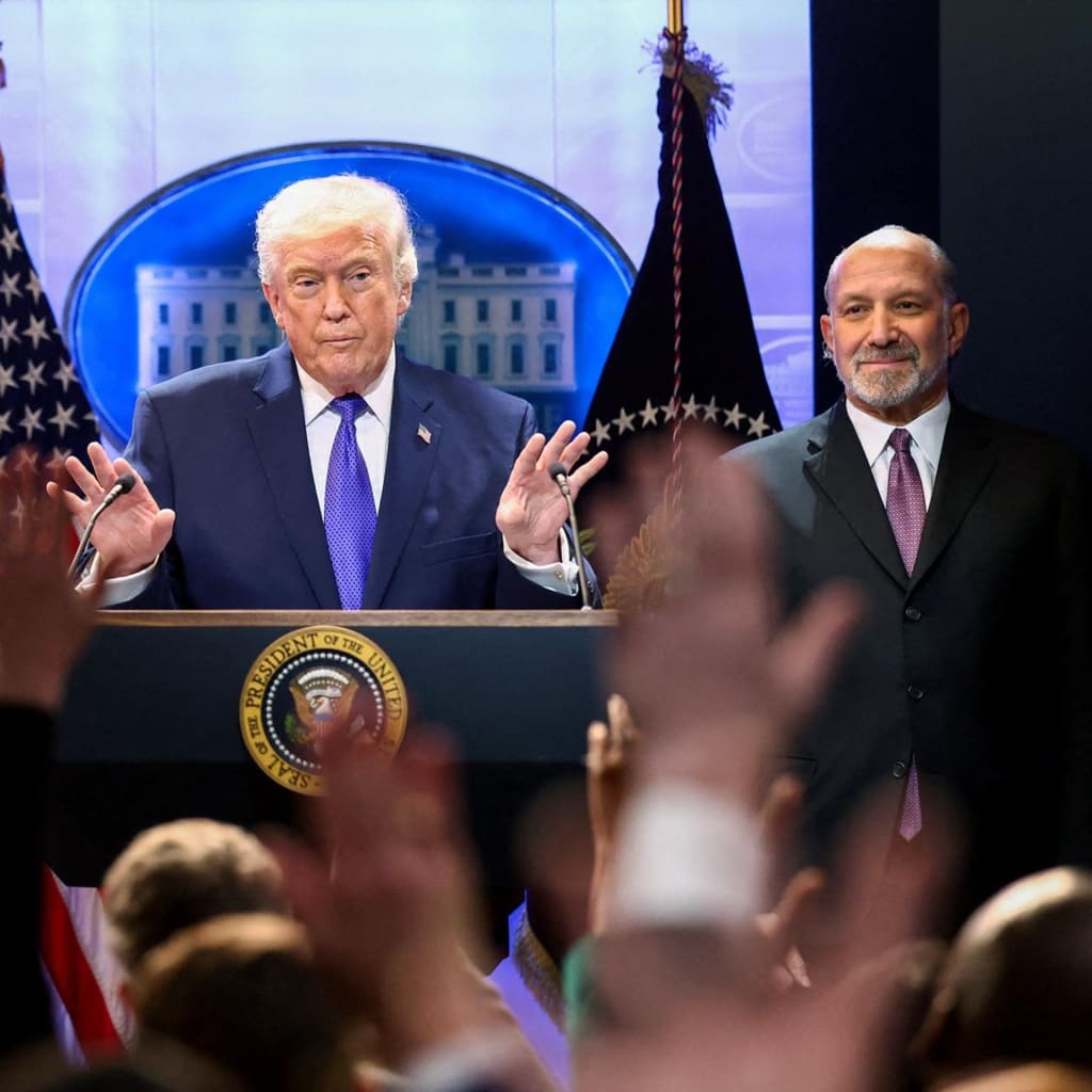<p>U.S. President Donald Trump, Secretary of Commerce Howard Lutnick and Solicitor General D. John Sauer at a White House press briefing following the Supreme Court’s ruling, February 20, 2026.</p>
