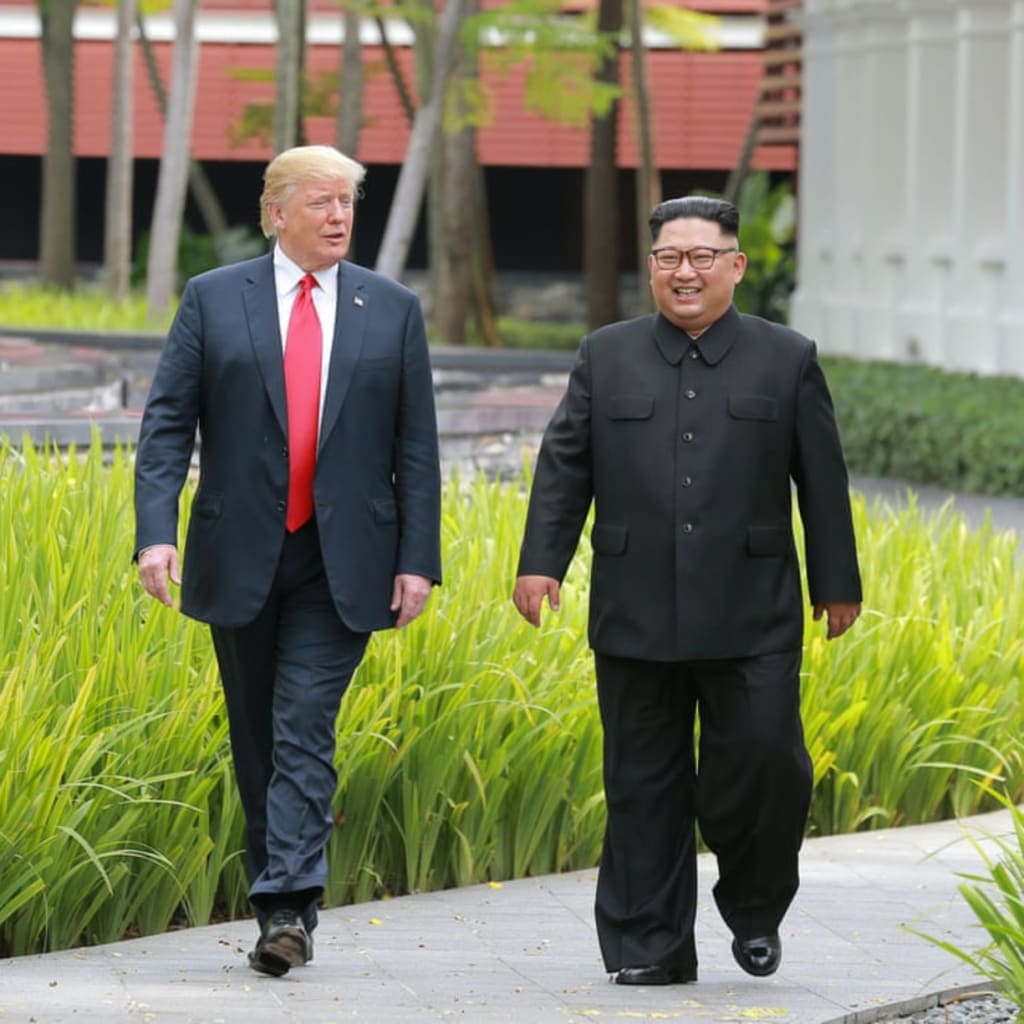 <p>President Trump and Kim Jong-un in Hanoi, Vietnam</p>
