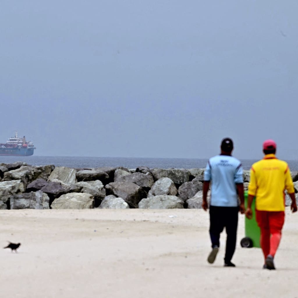 <p>A ship is seen in the Persian Gulf off the coast of Sharjah the day after the failure of US-Iran peace talks on April 13, 2026.</p>
