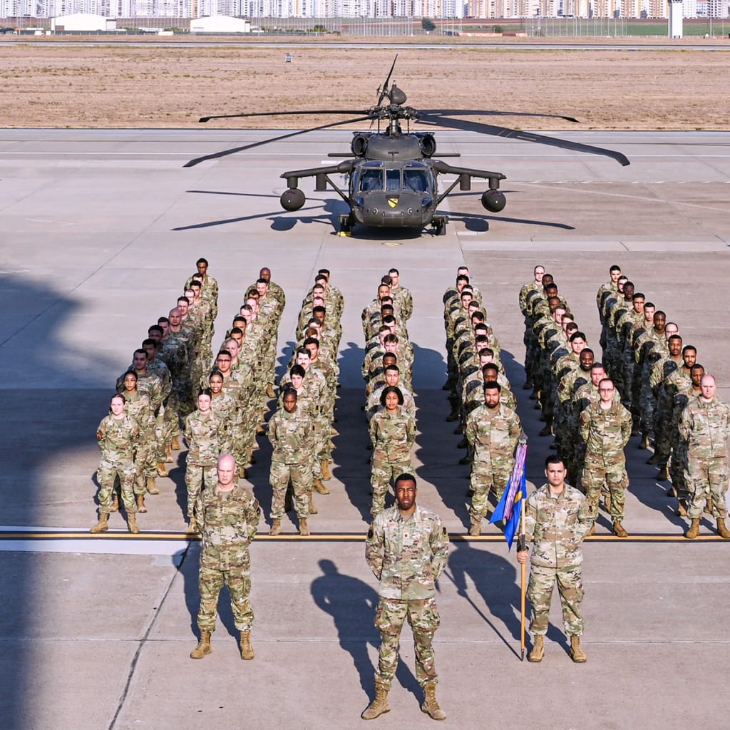 <p>The 39th Communications Squadron stands in a formation at the U.S. Incirlik Air Base, in Turkey.</p>
