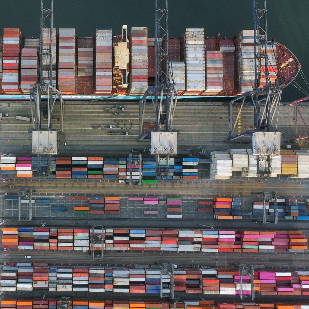 A drone view shows the Manzanillo seaport in Manzanillo, Mexico