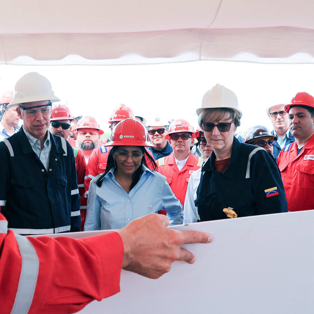 <p>U.S. Energy Secretary Chris Wright, Venezuela’s interim President Delcy Rodríguez, and U.S. Charge d’Affaires to Venezuela Laura Dogu visit oil production facilities in Maturin, Monagas state, Venezuela, on February 12, 2026.</p>
