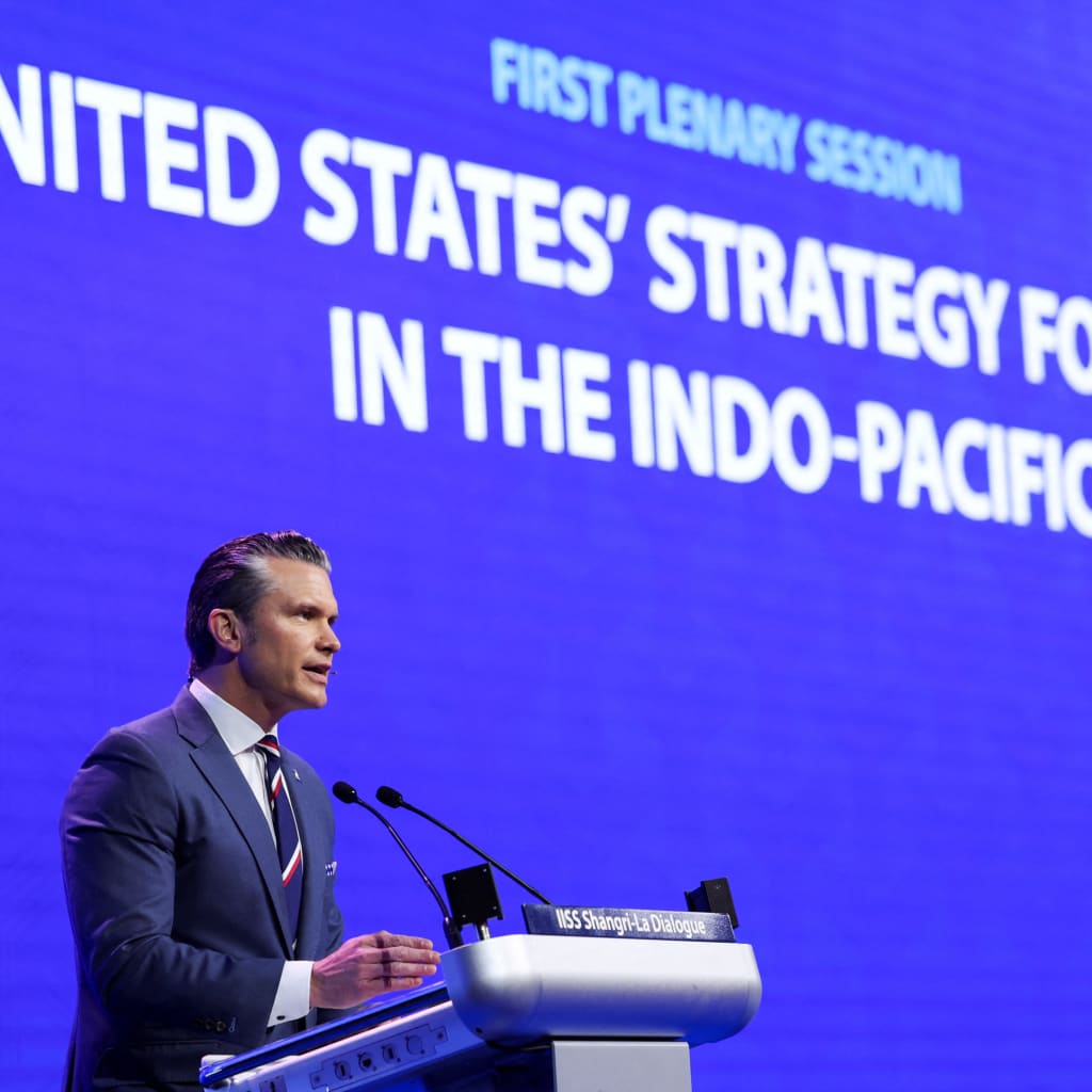 U.S. Secretary of Defense Pete Hegseth speaks at the IISS Shangri-La Dialogue security summit in Singapore, May 30, 2026.