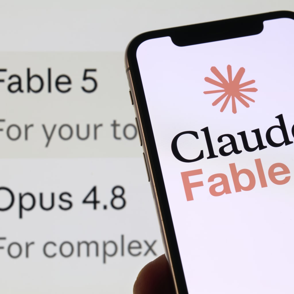 The Claude Fable 5 app logo is seen on a smartphone in this illustration photo taken in Italy on June 10, 2026.