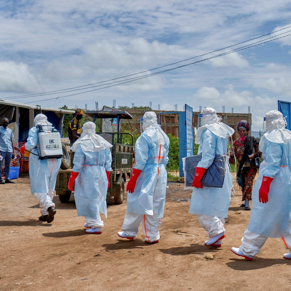 FILE PHOTO: Red Cross workers fighting Ebola outbreak are seen in the Democratic Republic of Congo