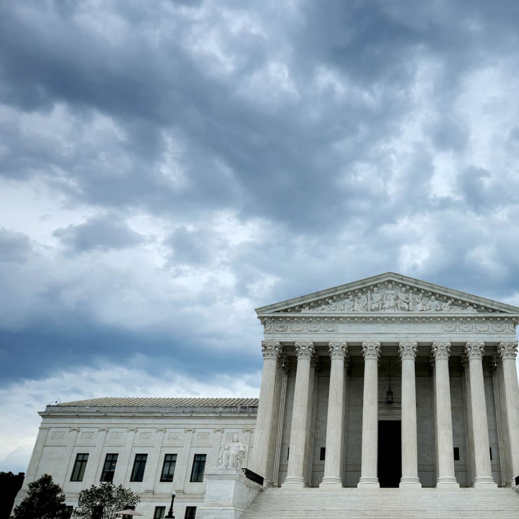 Rain clouds roll over the United States Supreme Court building on June 18, 2026 in Washington, DC.