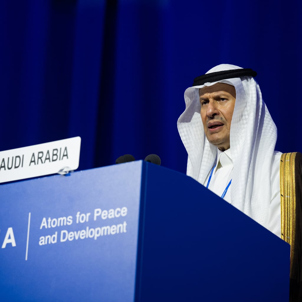 <p>Saudi Arabia’s Minister of Energy Prince Abdulaziz bin Salman al-Saud speaks during the sixty-ninth annual International Atomic Energy Agency general conference in Vienna, Austria, on September 15, 2025.</p>
