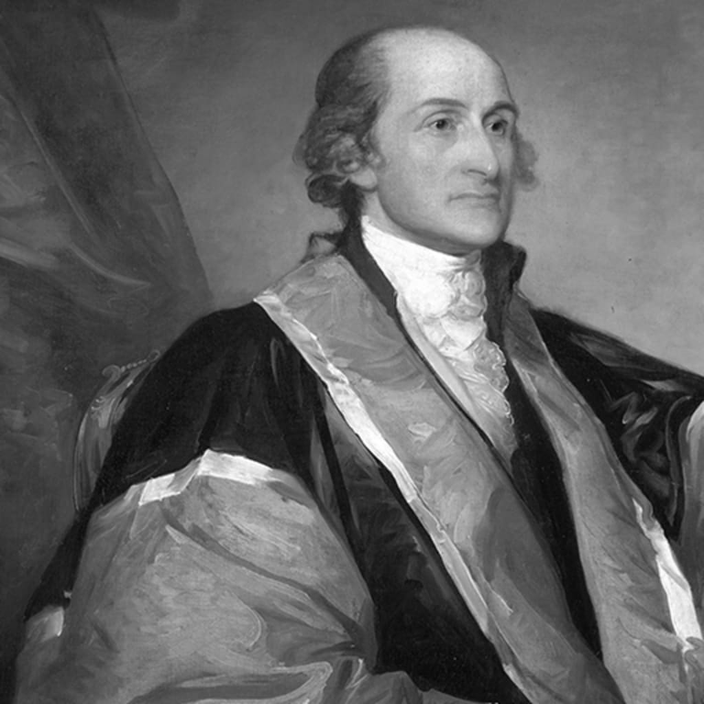 Black and white portrait/painting of John Jay posing.