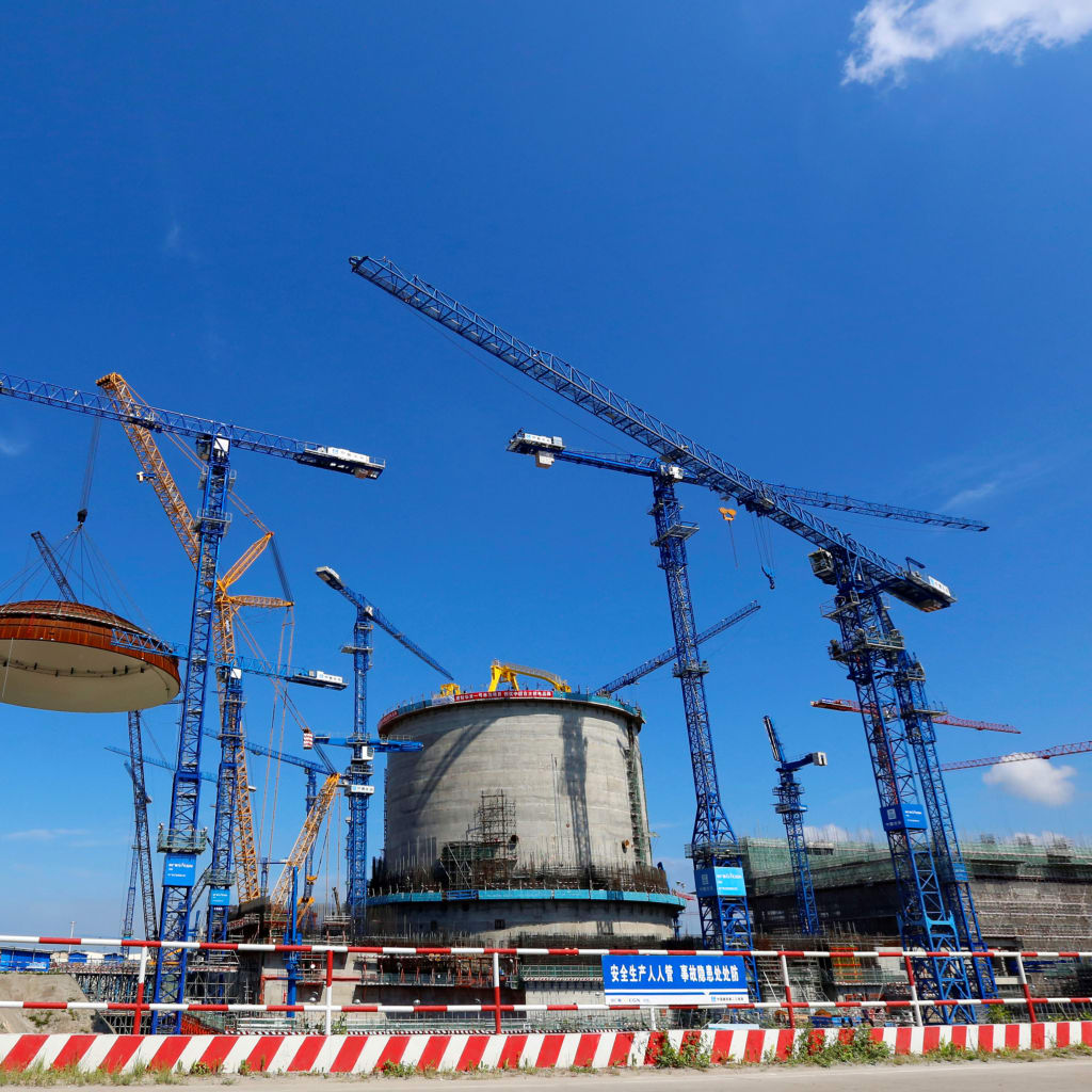 A dome is installed over a Hualong One nuclear power unit at Fangchenggang nuclear power plant in Guangxi Zhuang Autonomous Region, China May 23, 2018, in this picture provided by Fangchenggang nuclear power plant and released by China Daily. Picture taken May 23, 2018. China Daily via REUTERS