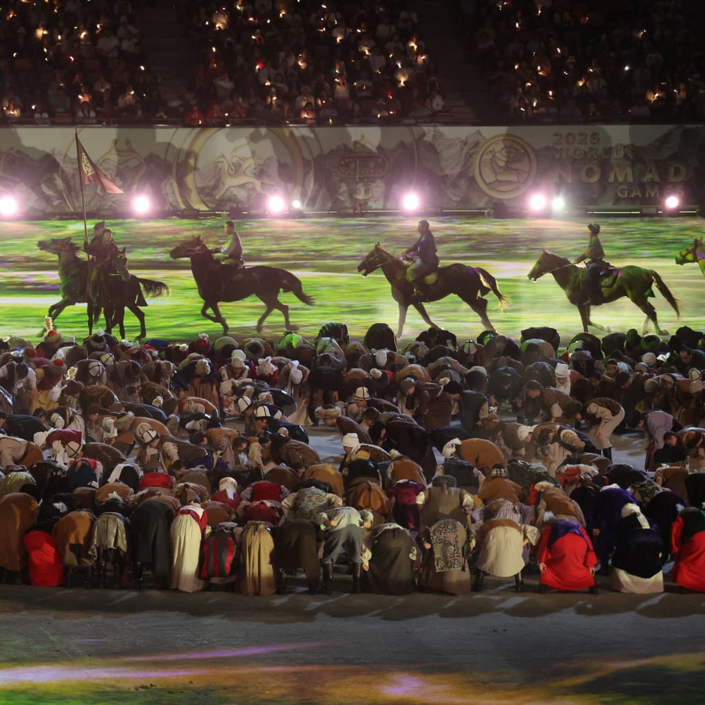 <p>Performers take part in the opening ceremony of the VI World Nomad Games, an international cultural and ethnic sporting event, in Bishkek, Kyrgyzstan, August 31, 2026. </p>