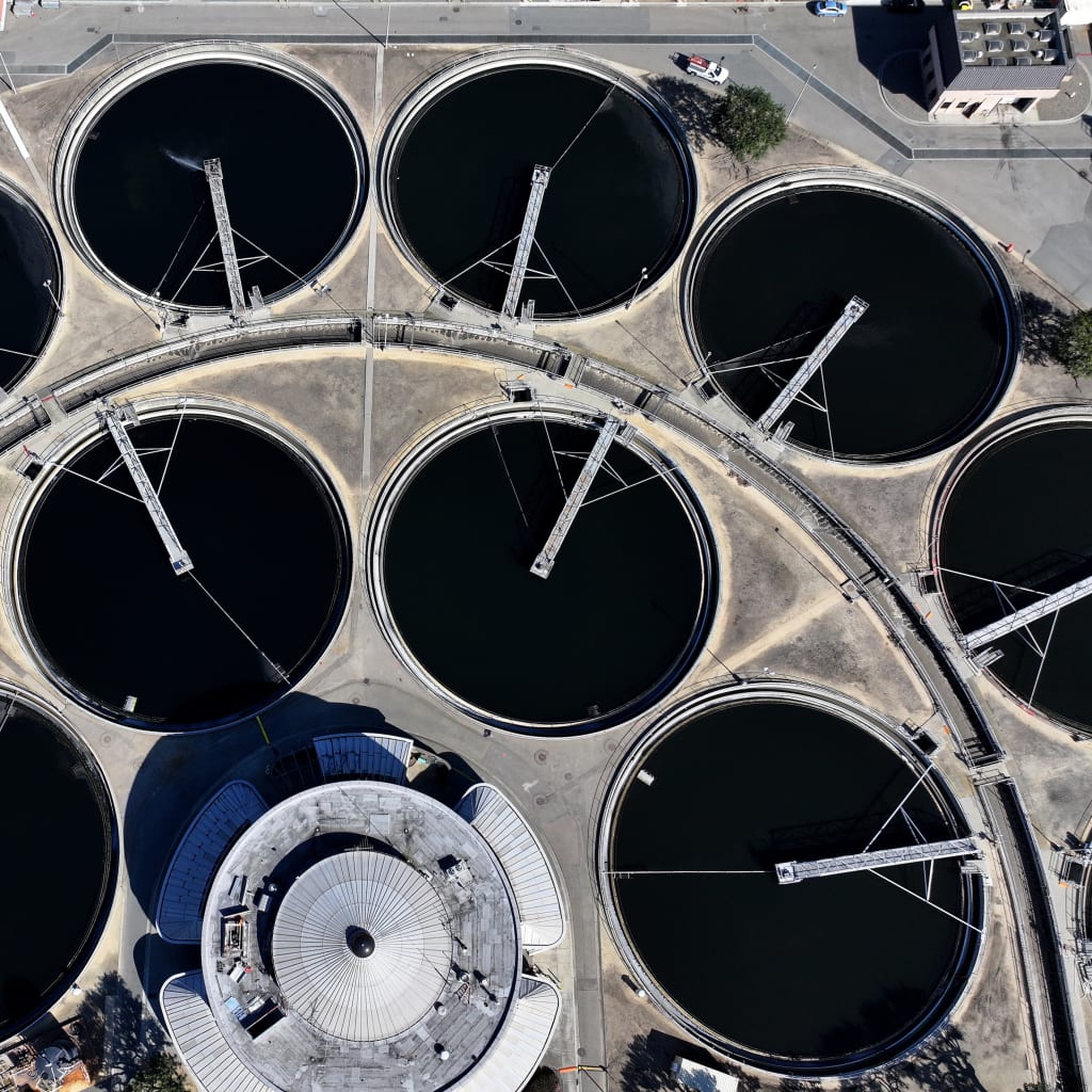 <p>A municipal wastewater treatment plant in Oakland, California, on March 20, 2024.</p>