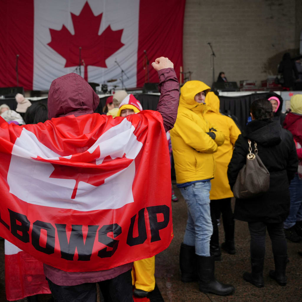 <p>Canadians take part in an “Elbows Up, Canada!” rally in Dartmouth, Nova Scotia, Canada April 6, 2025.</p>
