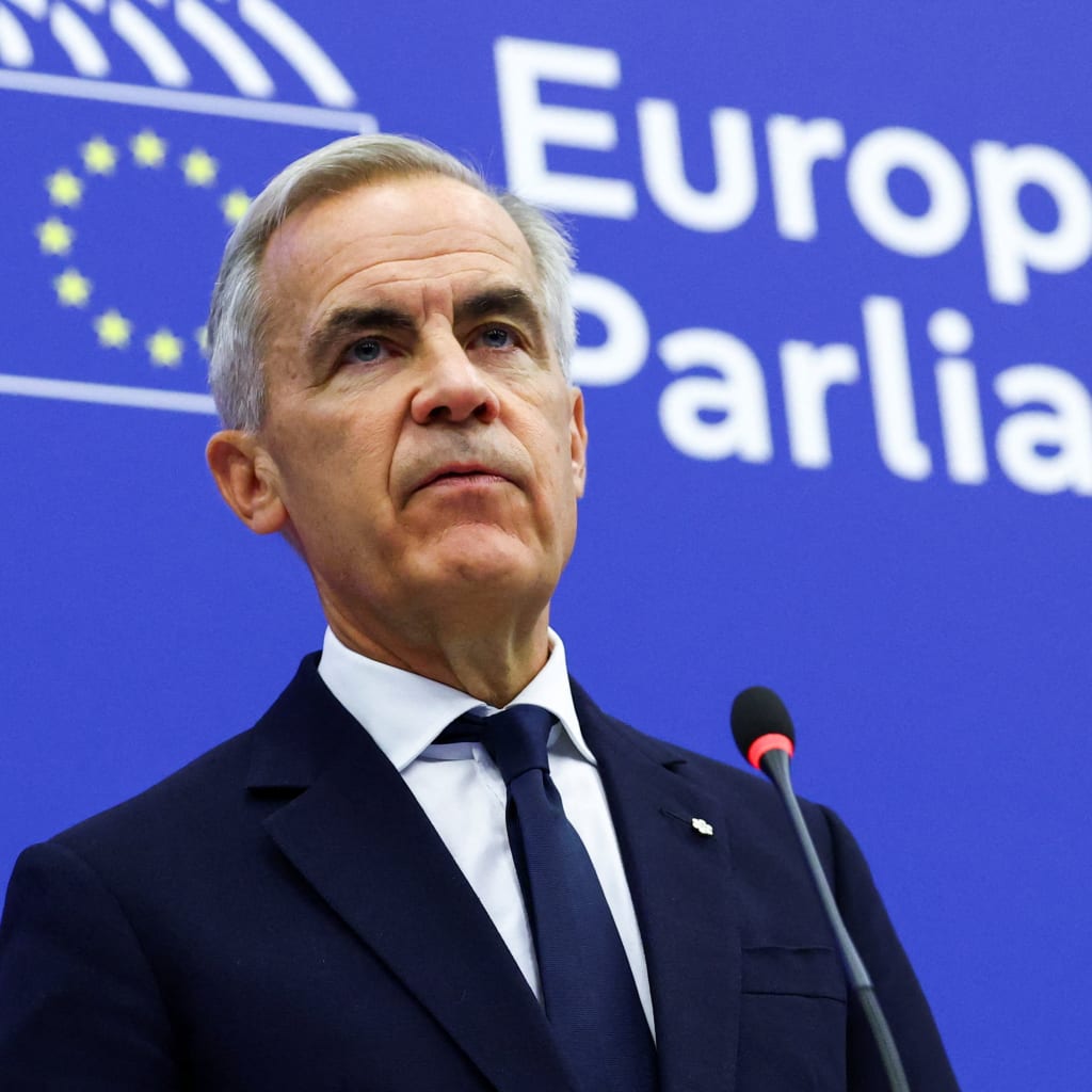 Canadian Prime Minister Mark Carney holds a joint press conference with European Parliament President Roberta Metsola (not pictured) after his address at the European Parliament in Strasbourg, France, September 17, 2026.