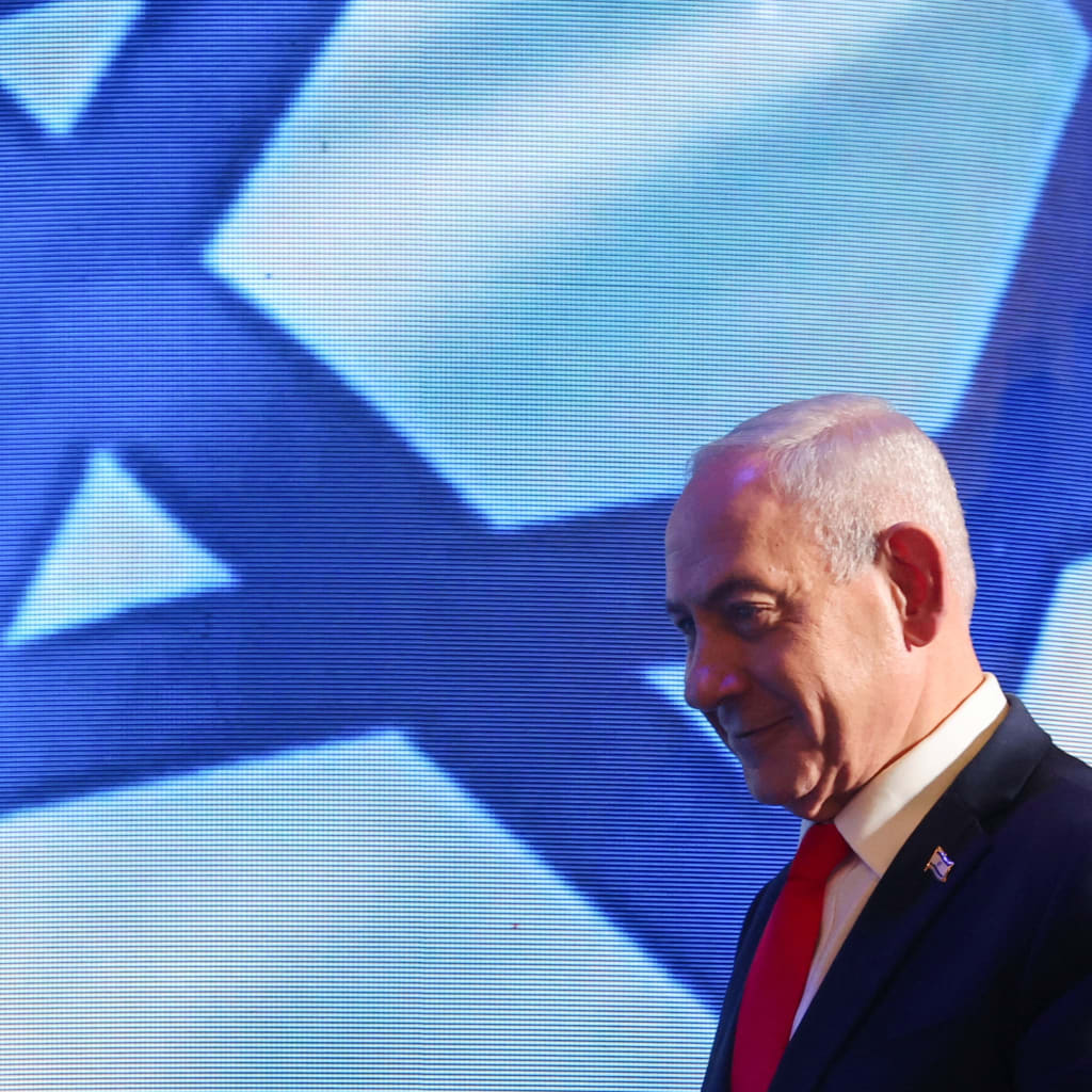 Israeli Prime Minister and Likud party leader Benjamin Netanyahu walks following exit polls for Israel's national election, at Likud's election headquarters in Jerusalem, October 28, 2026.