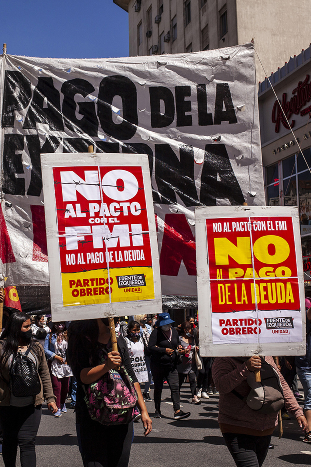 <p>Demonstrators protest against paying IMF debt in Buenos Aires, Argentina, in 2022.</p>
