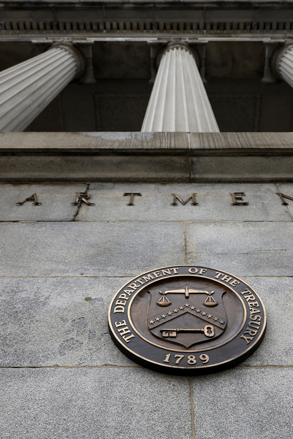 <p>An exterior view of the U.S. Treasury Department.</p>

