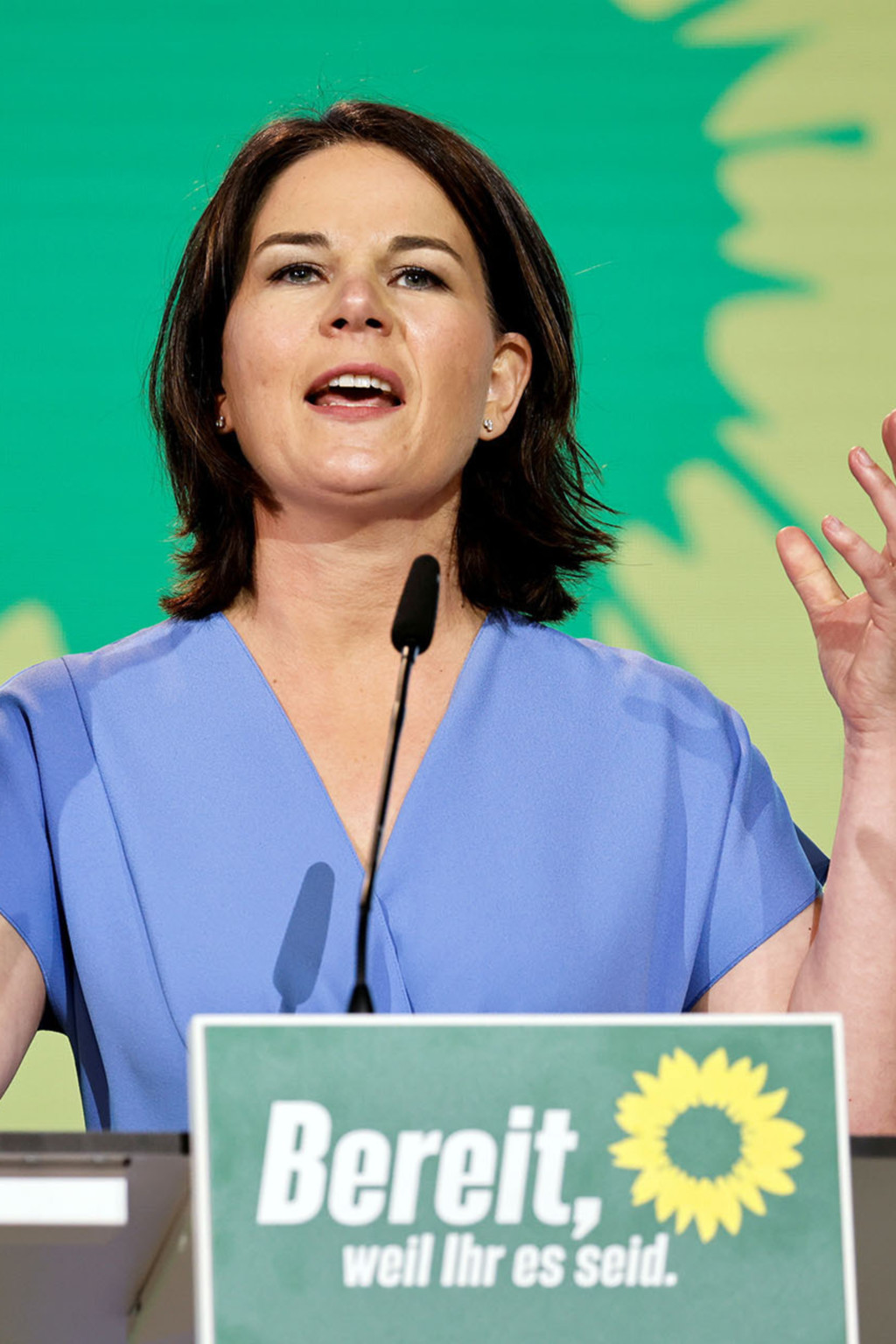 <p>Annalena Baerbock, leader of Germany’s green party, speaks at the party conference in June 2021.</p>

