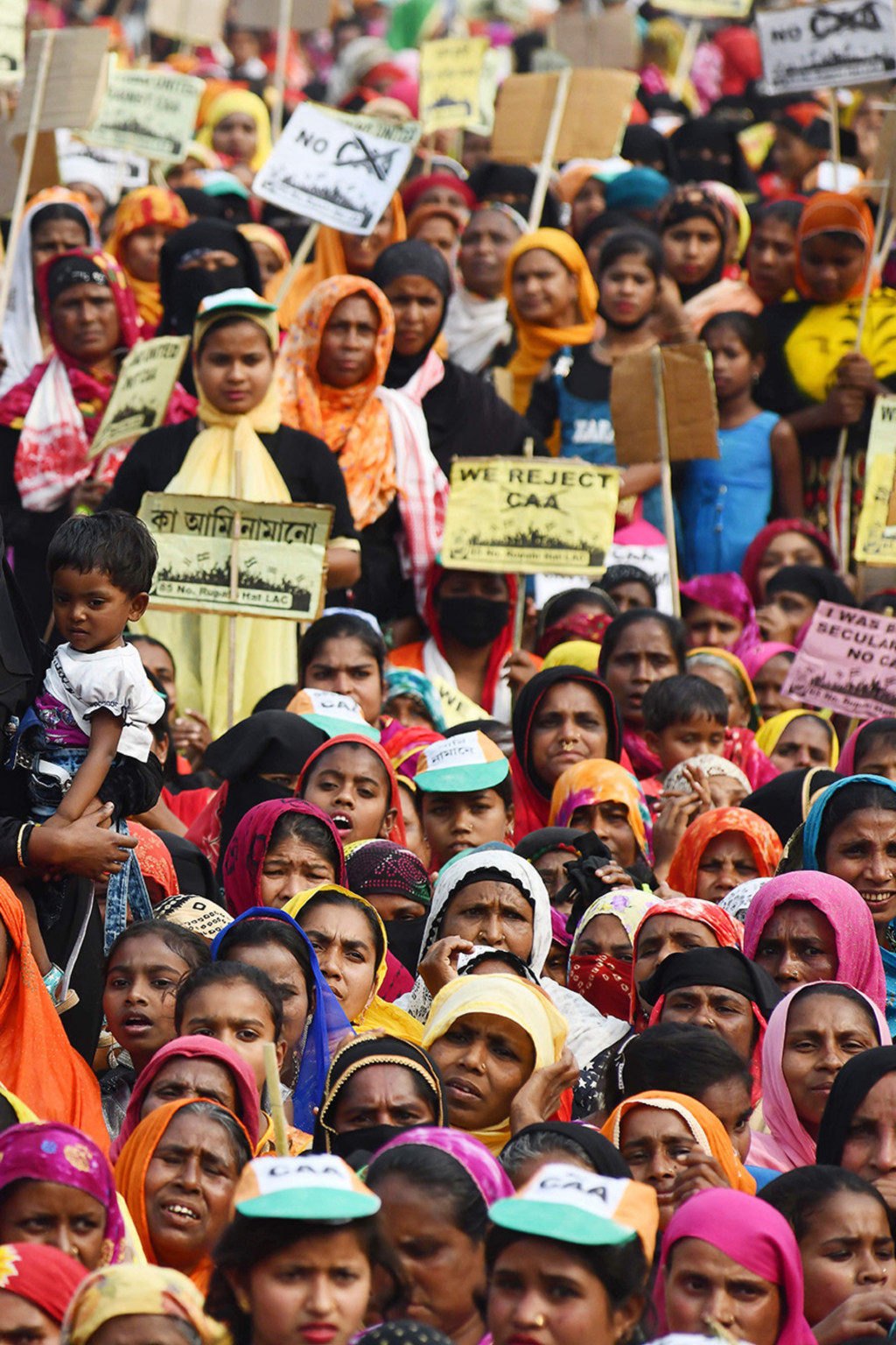 <p>Muslim women in the state of Assam protest against India’s new citizenship law in February 2020.</p>
