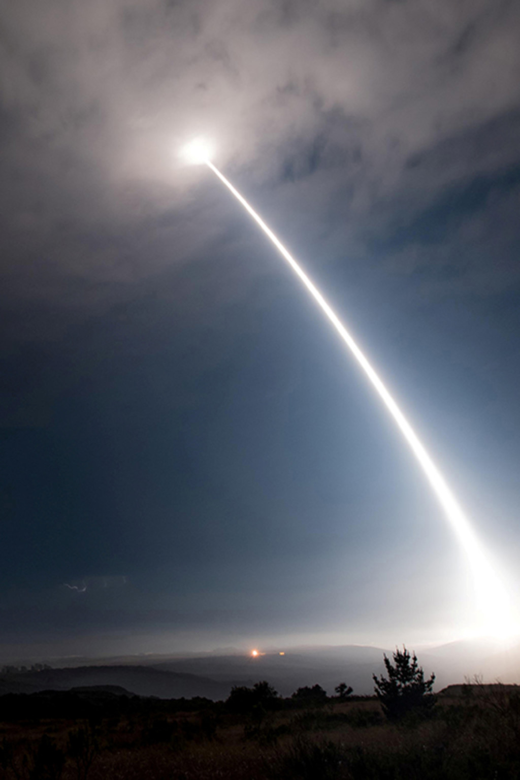 <p>An unarmed Minuteman III intercontinental ballistic missile is test launched on August 2, 2017.</p>
