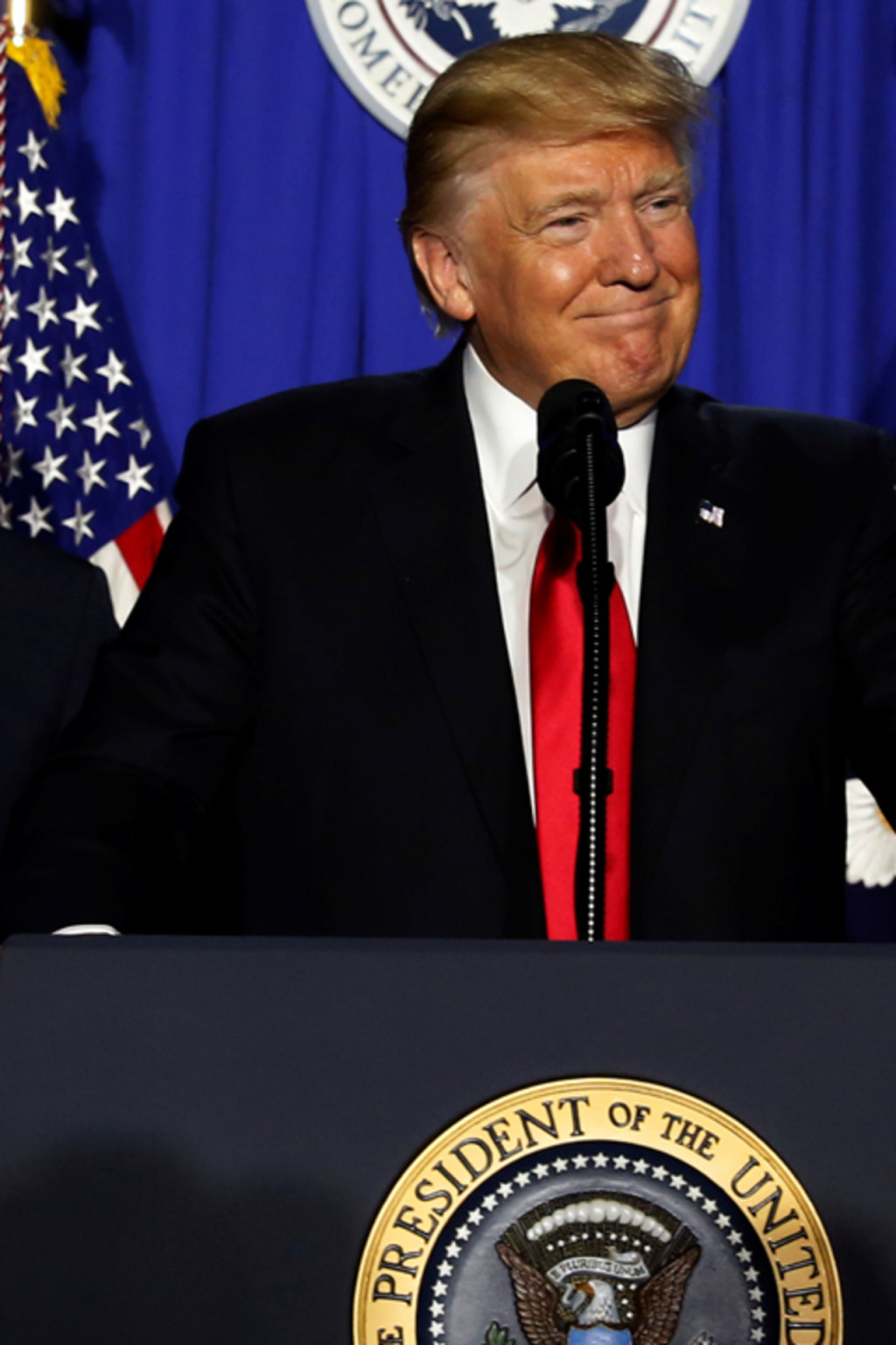 <p>President Donald J. Trump delivers remarks at Homeland Security headquarters in Washington, DC.</p>

