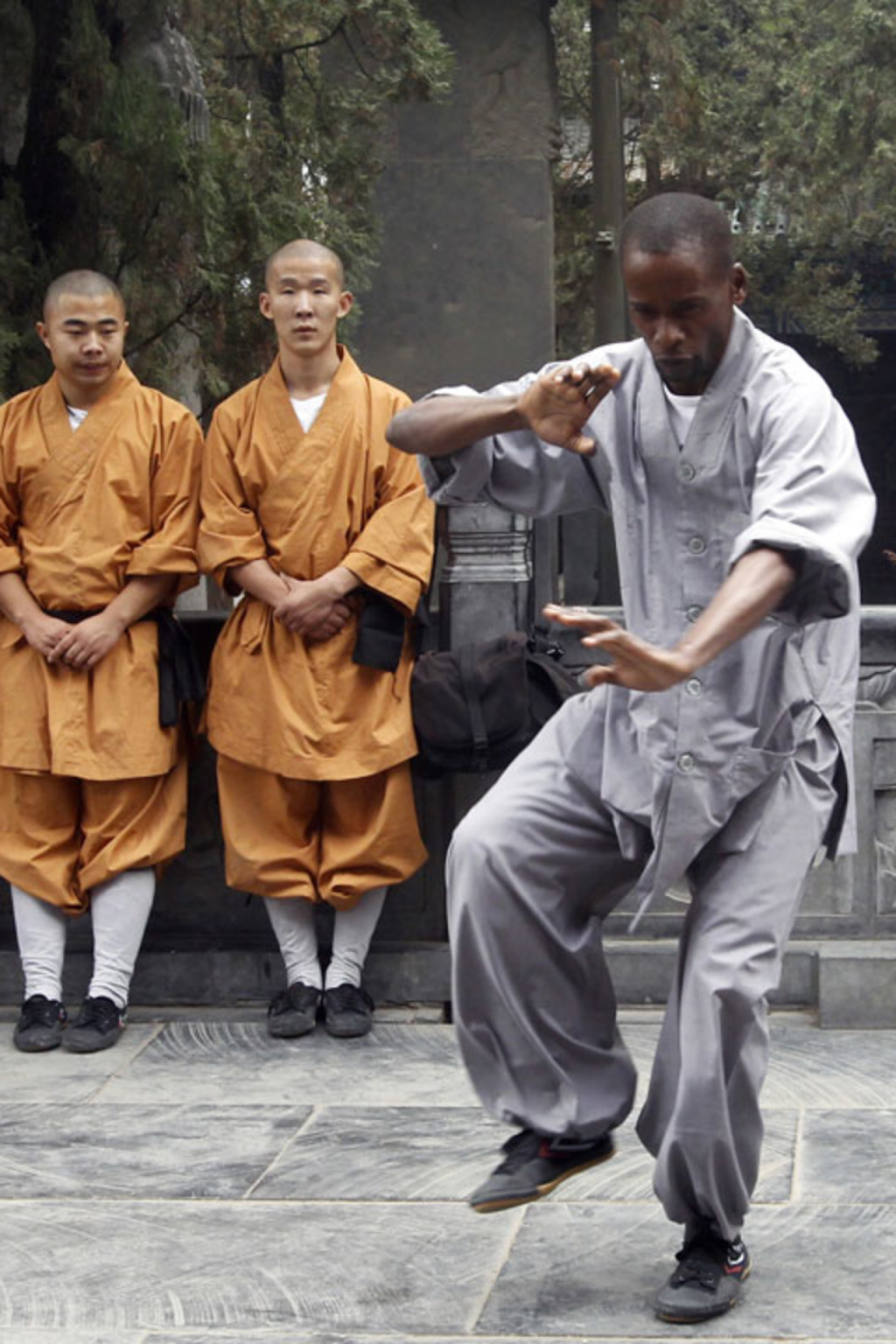 <p>An African student practices Shaolin martial arts in Henan Province.</p>
