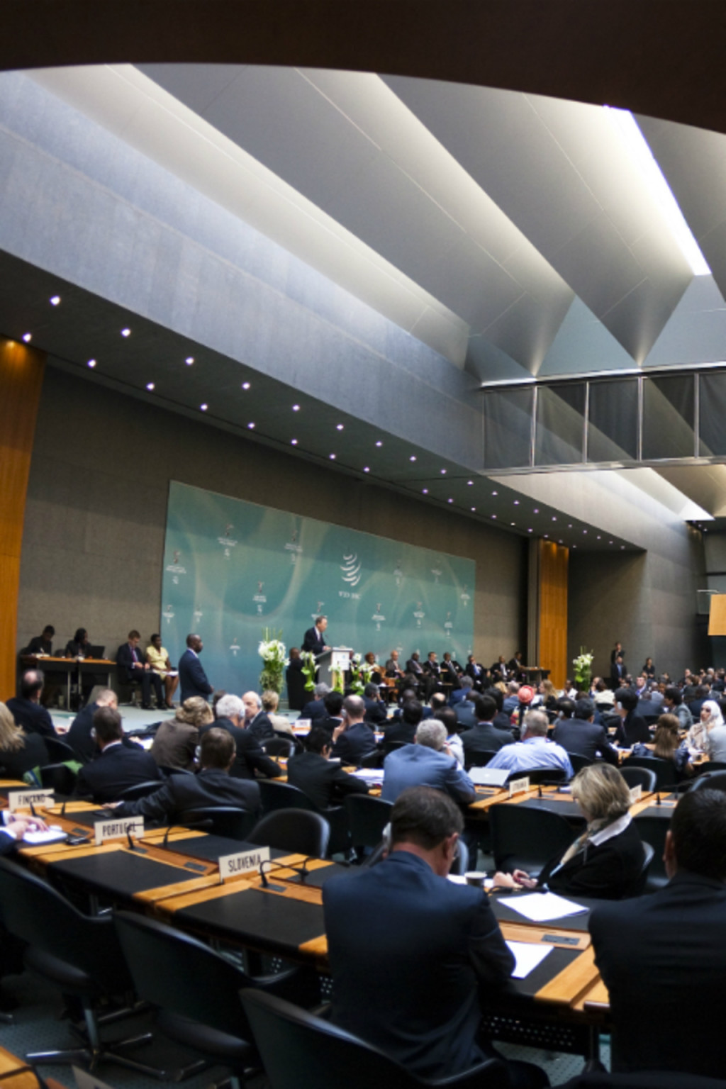 <p>A meeting of WTO members at the organization’s headquarters in Geneva, Switzerland.</p>
