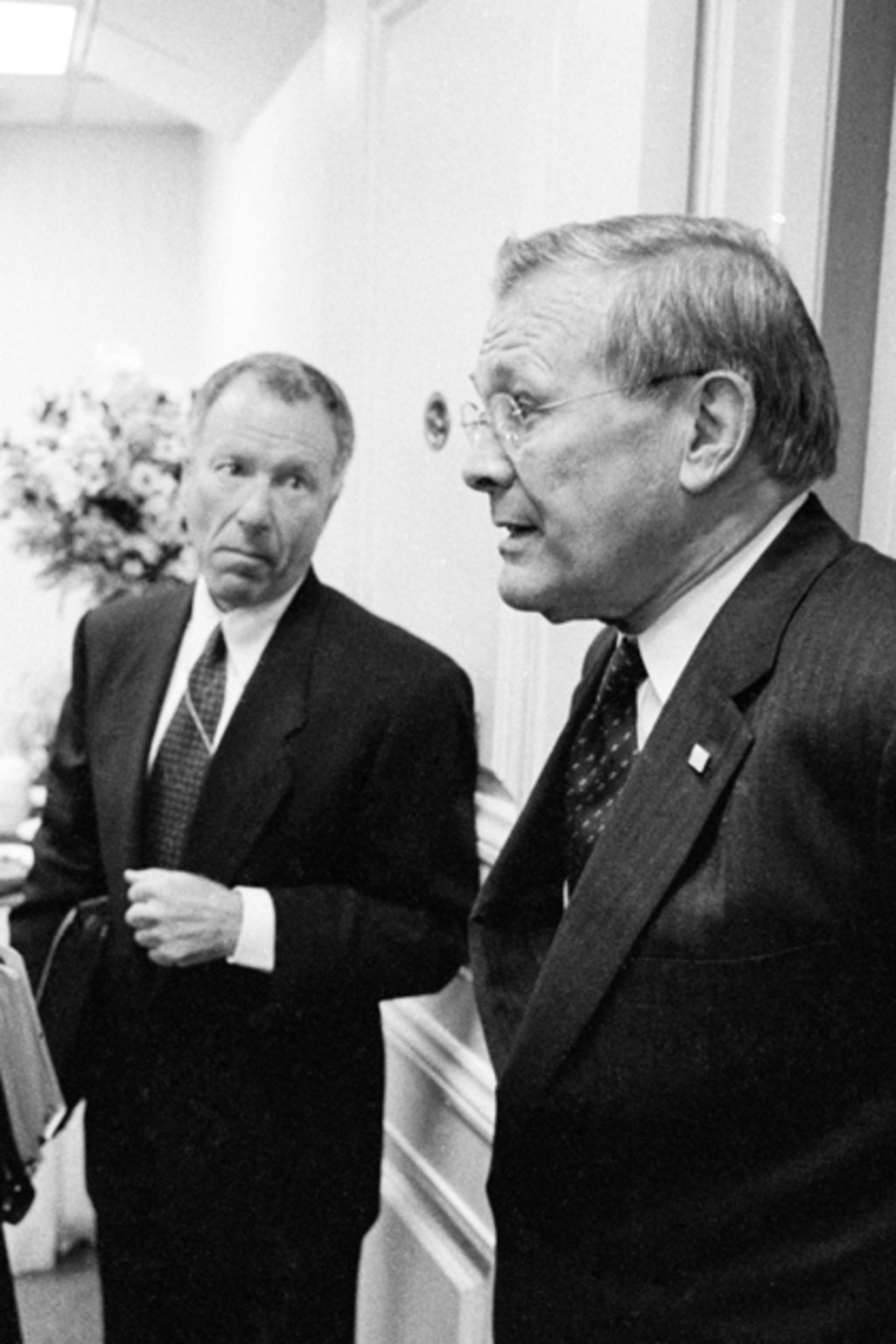 <p>Vice President Dick Cheney and Defense Secretary Donald Rumsfeld talk at the Pentagon in 2002.</p>