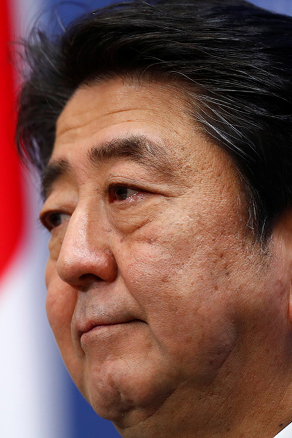 <p>Japanese Prime Minister Shinzo Abe holds a press conference in January 2018.</p>
