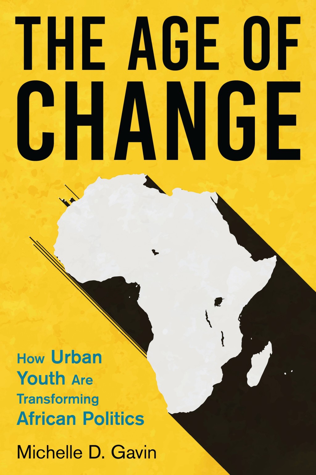 Cover of The Age of Change, yellow background with white outline of Africa