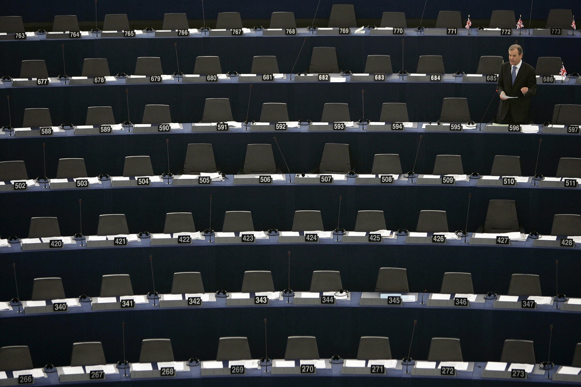 Austrian Member of the European Parliament Pirker addresses the European Parliament in Strasbourg