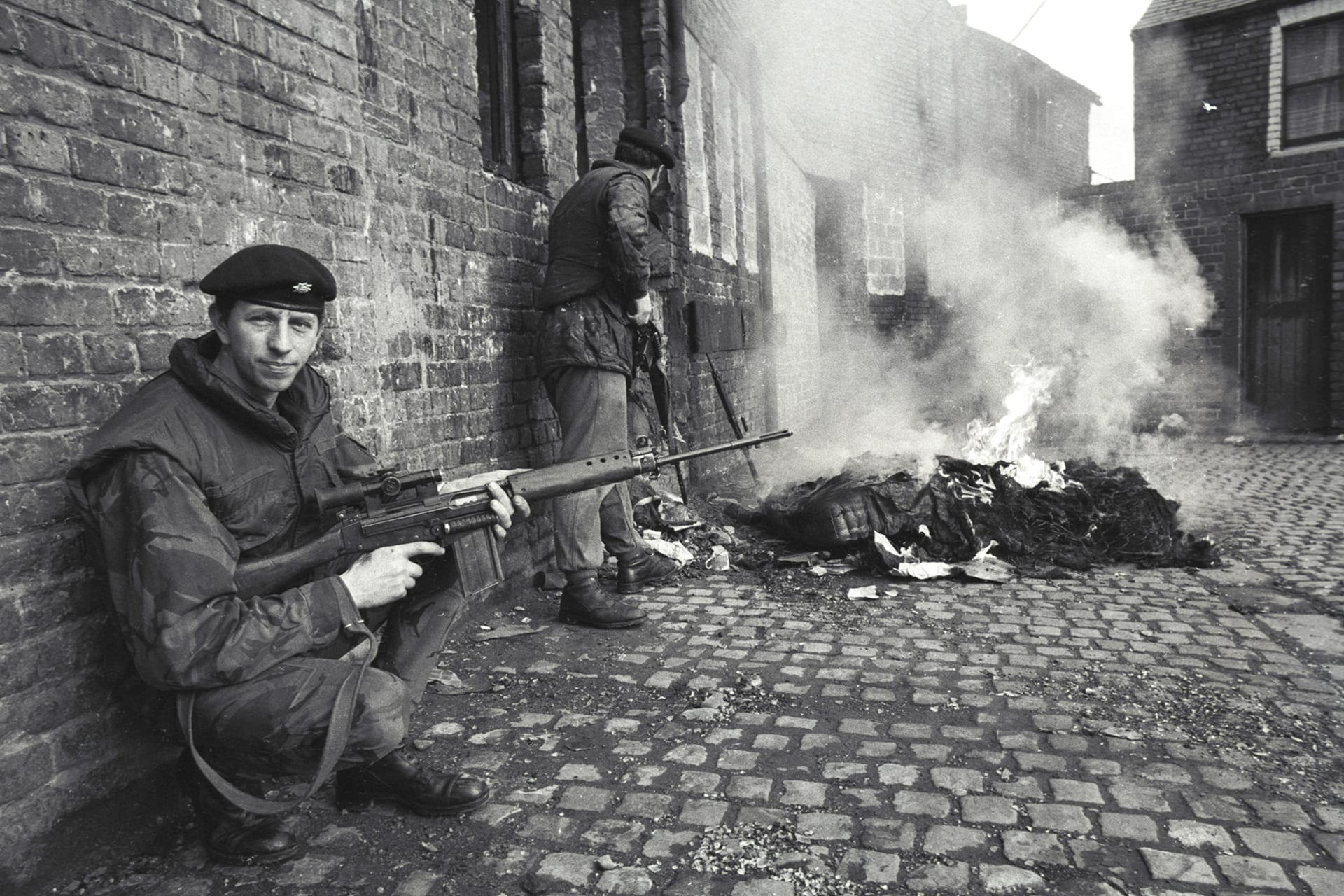 British Soldier Provides Cover During Search