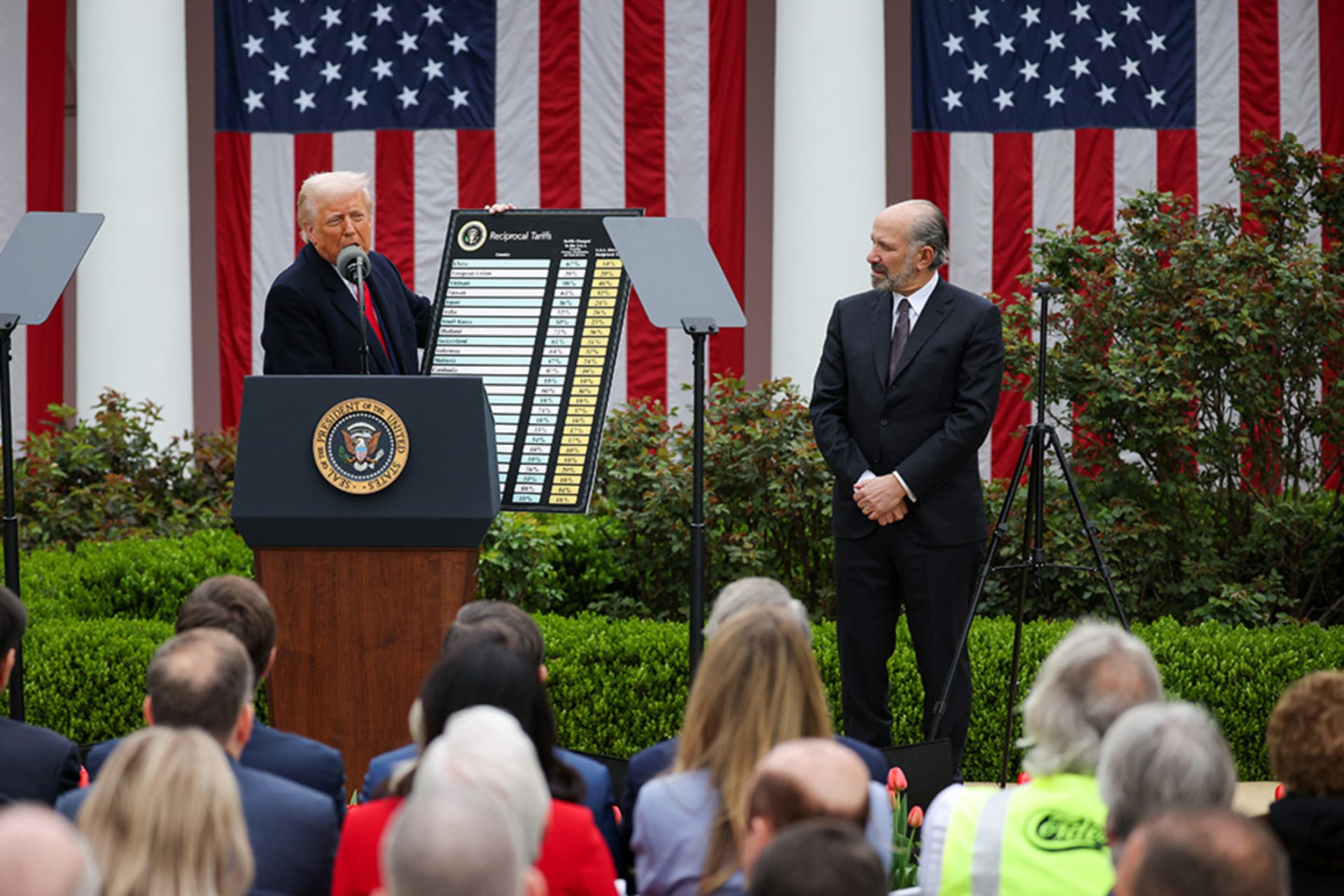 <p>U.S. President Donald Trump delivers remarks on tariffs in the Rose Garden at the White House in Washington, D.C., on April 2.</p>
