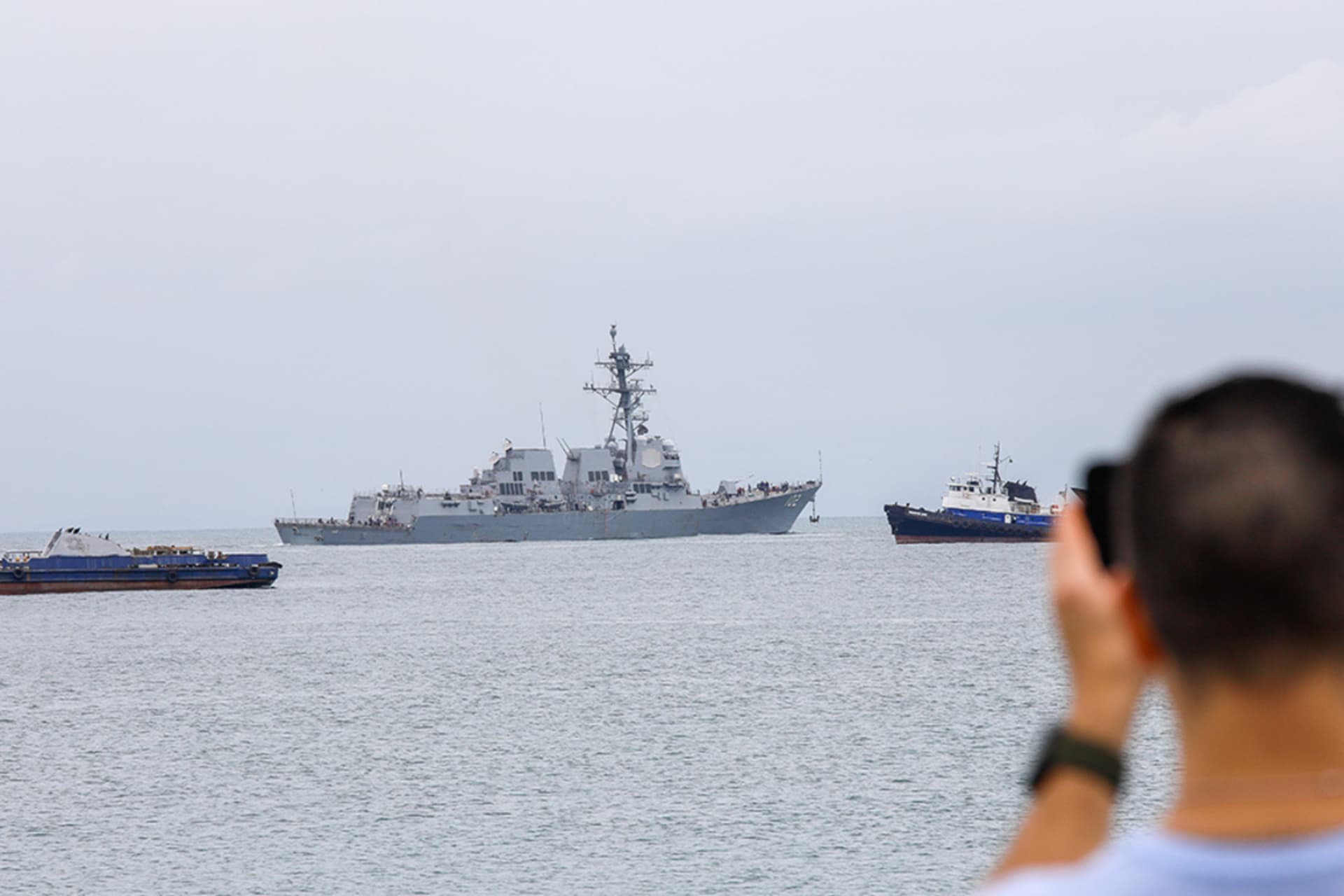 <p>The USS Sampson, a U.S. Navy missile destroyer, docks at the Amador International Cruise Terminal in Panama City, Panama, September 2, 2025.</p>
