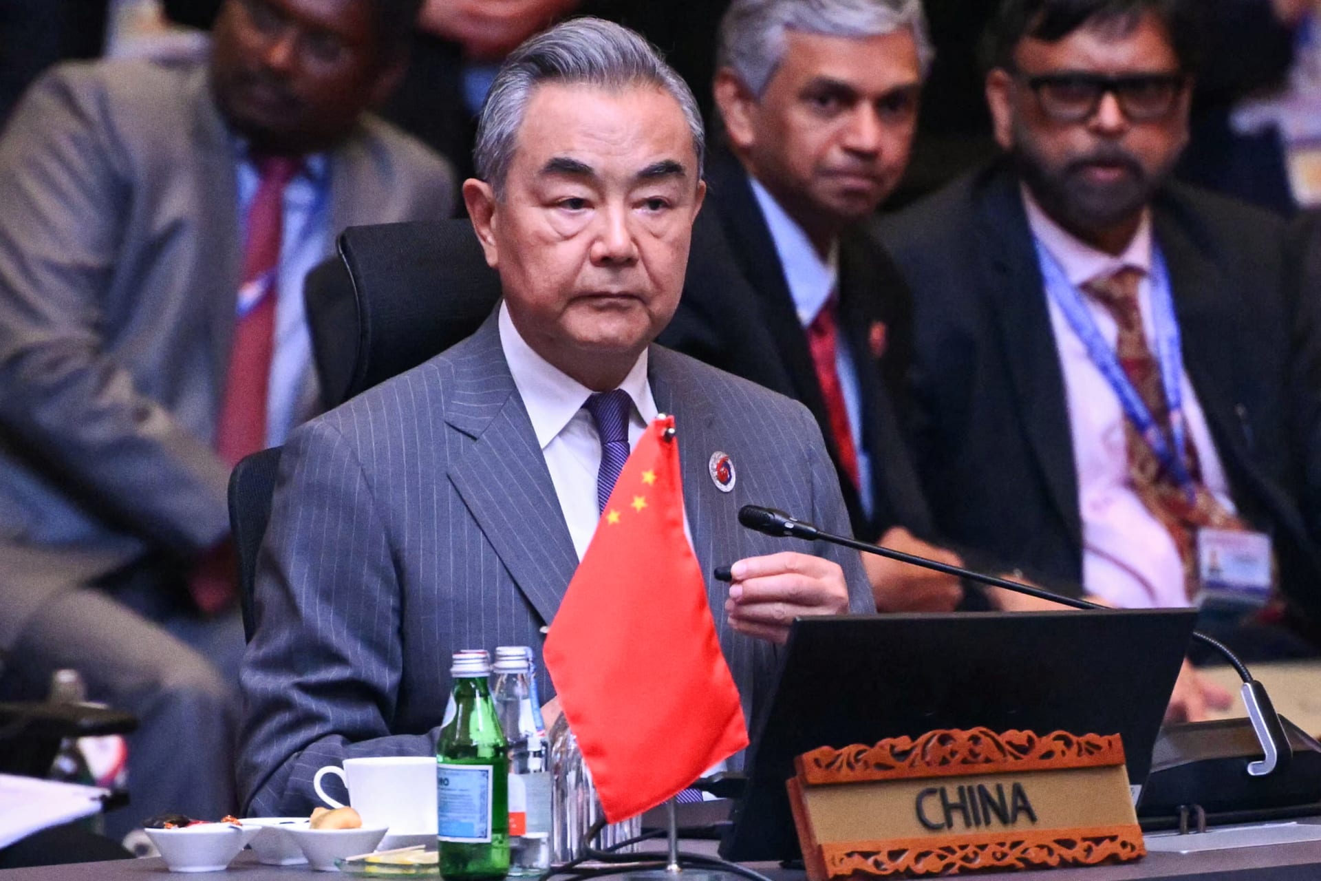 <p>China’s Foreign Minister Wang Yi attends the fifteenth East Asia Summit Foreign Ministers meeting during the fifty-eighth Association of Southeast Asian Nations (ASEAN) Foreign Ministers meeting in Kuala Lumpur, Malaysia, on July 11, 2025.</p>
