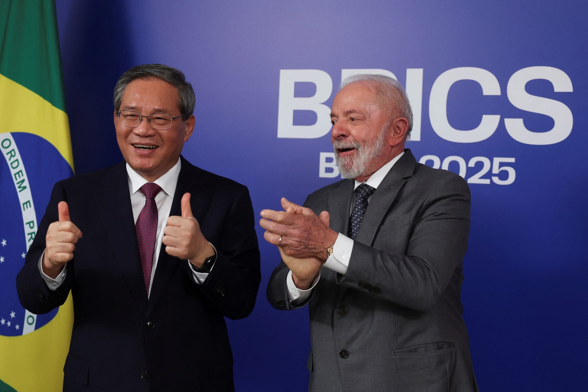 <p>Brazil’s President Luiz Inacio Lula da Silva and China’s Premier Li Qiang attend a bilateral meeting, ahead of the BRICS summit, in Rio de Janeiro, Brazil July 5, 2025.</p>
