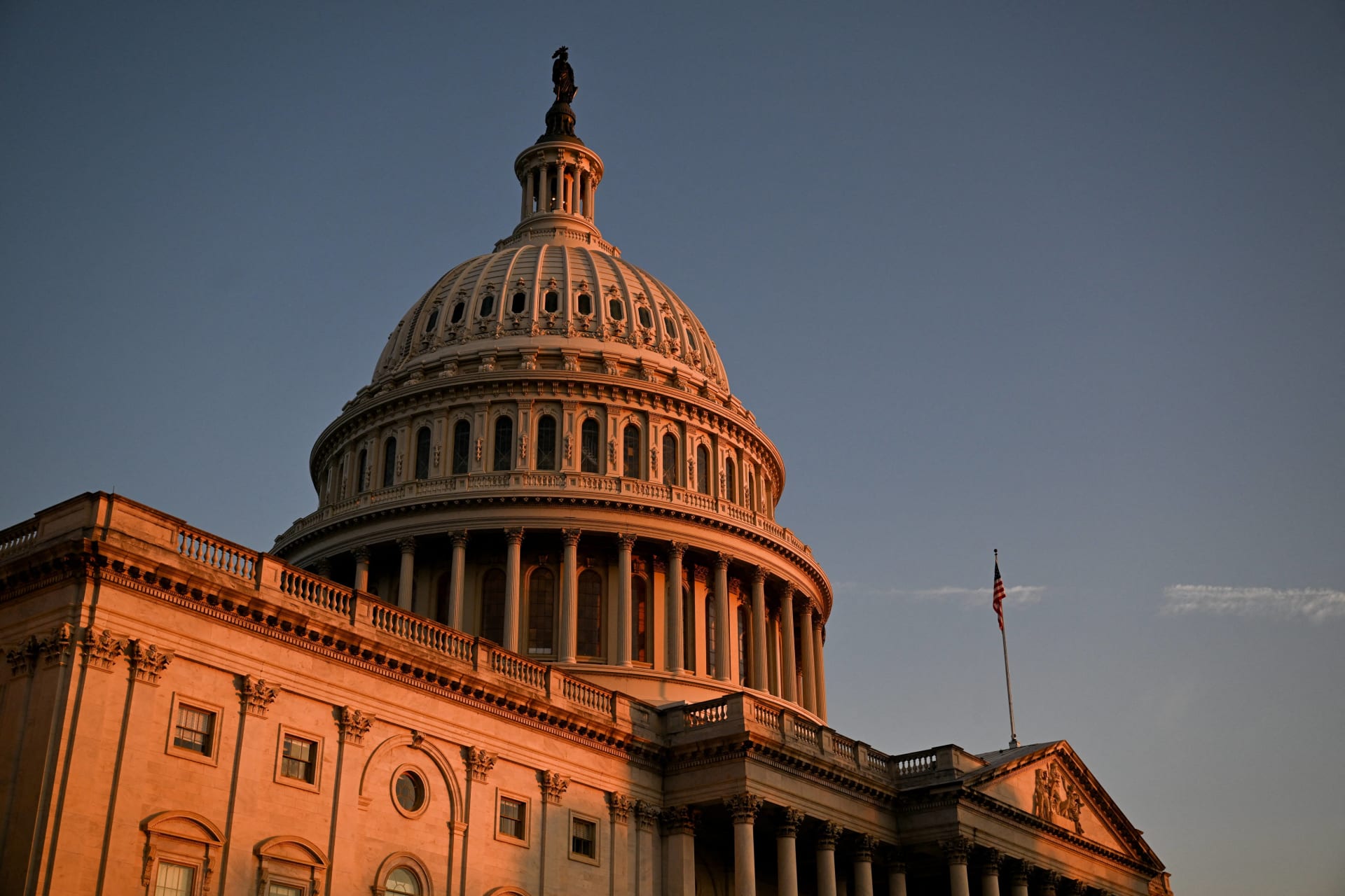 <p>A U.S. flag is displayed near the U.S. Capitol building, in Washington, D.C., U.S., July 3, 2025.</p>
