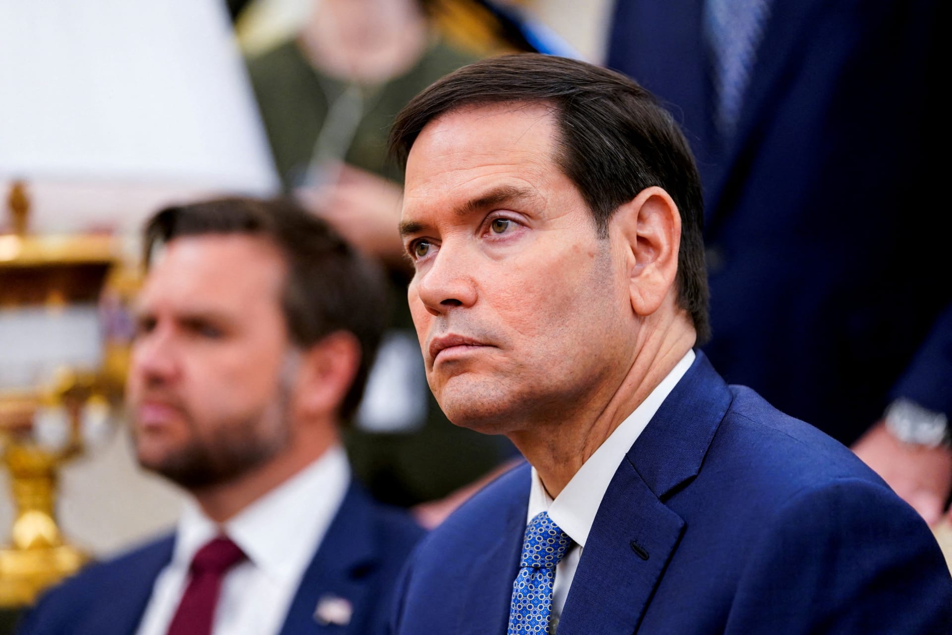 <p>U.S. Secretary of State Marco Rubio attends a meeting in the Oval Office at the White House in Washington, D.C., on July 14, 2025.</p>
