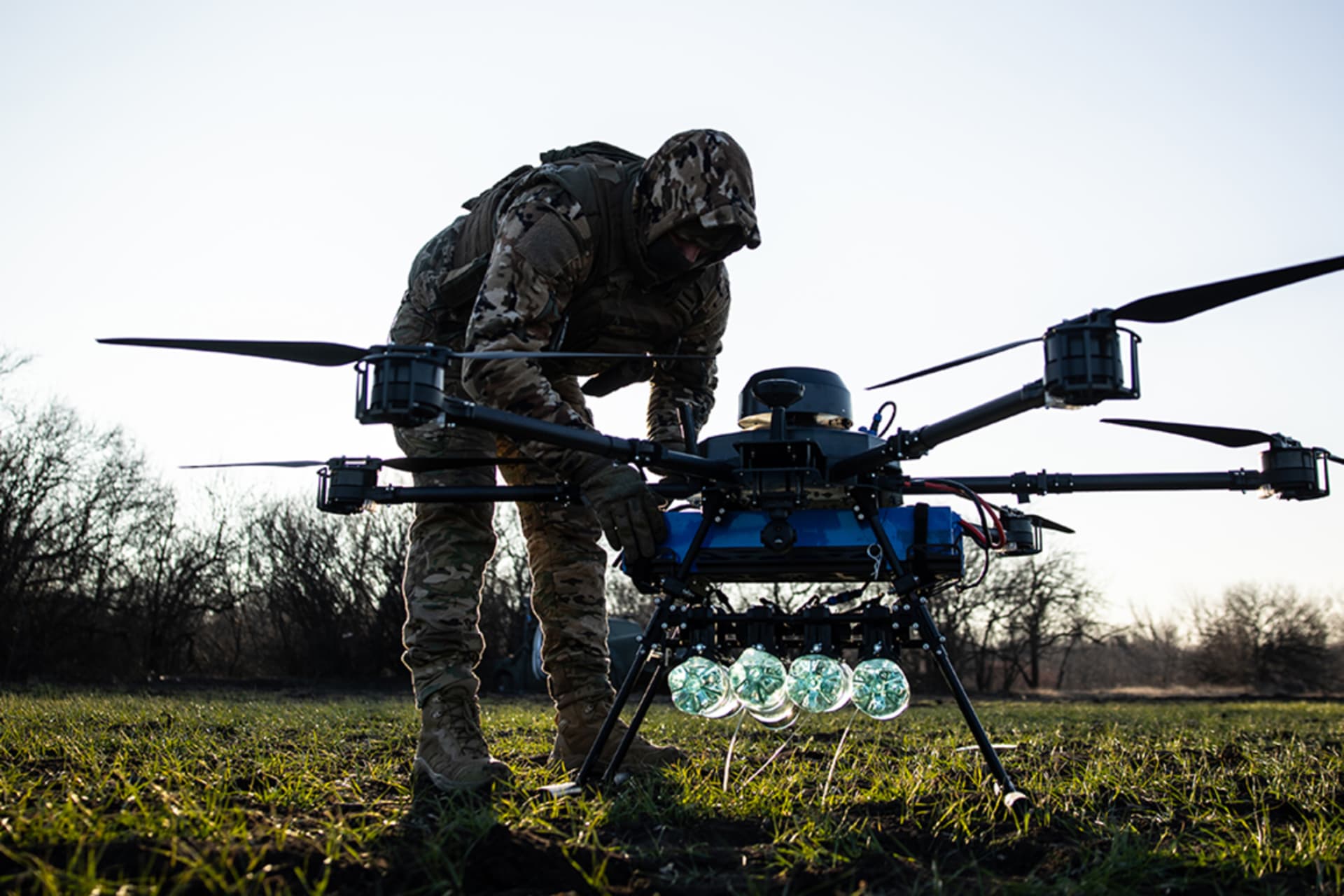 <p>Ukrainian soldier prepares a drone for flight at a training area on February 8, 2025 in Donetsk Oblast, Ukraine.</p>
