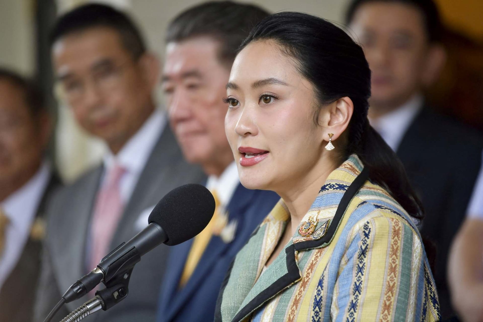 <p>Thailand’s Prime Minister Paetongtarn Shinawatra speaks during a press conference about policies to curb scam centers in Cambodia, in Bangkok</p>
