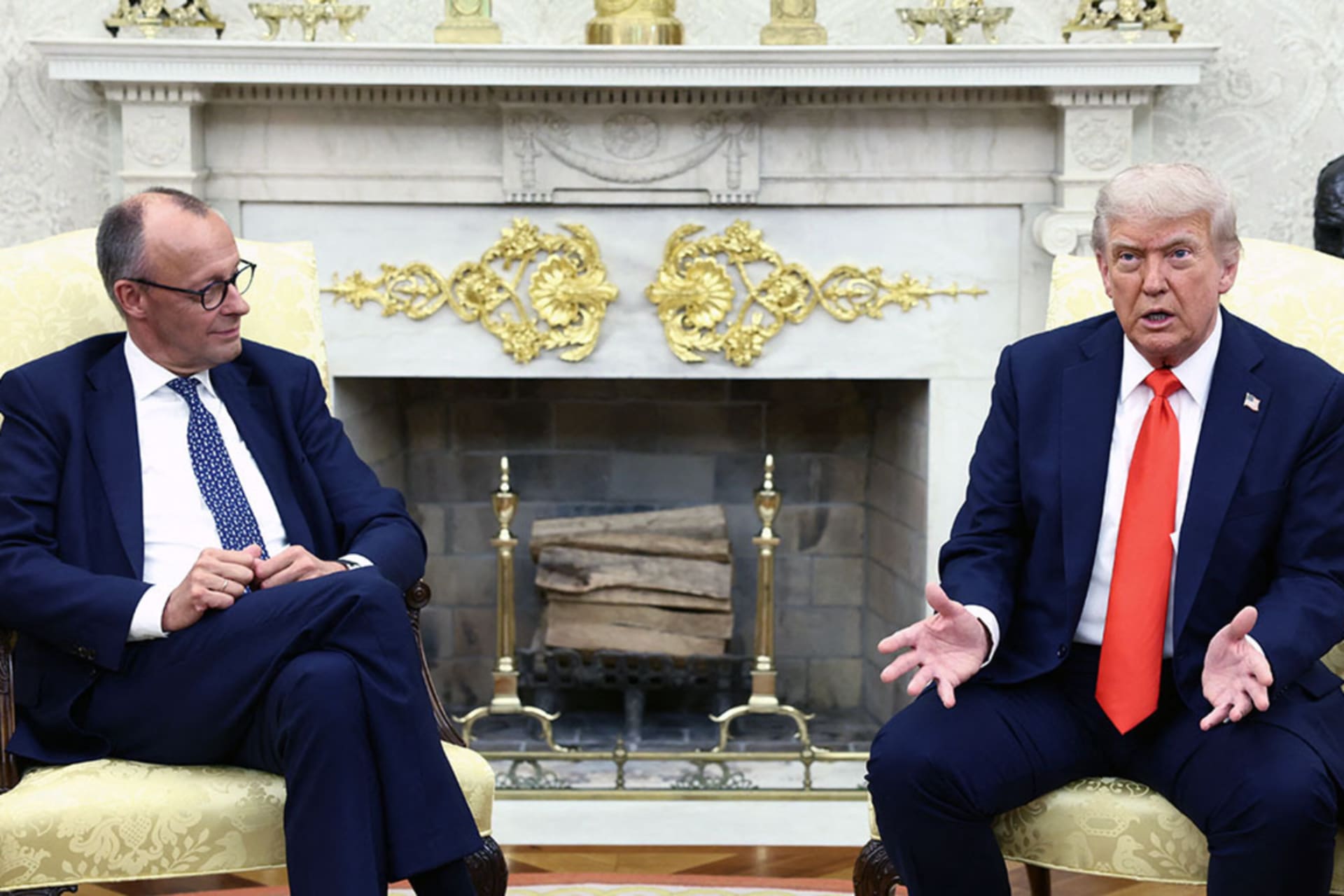 <p>U.S. President Donald Trump and German Chancellor Friedrich Merz meet at the White House on June 5, 2025.</p>
