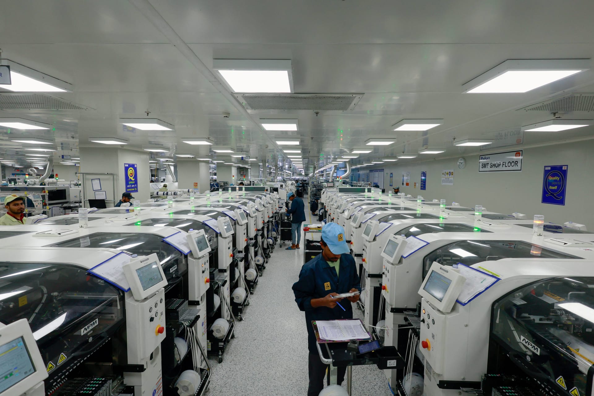<p>A worker stands inside the Dixon Technologies facility in Noida, India, May 20, 2025.</p>
