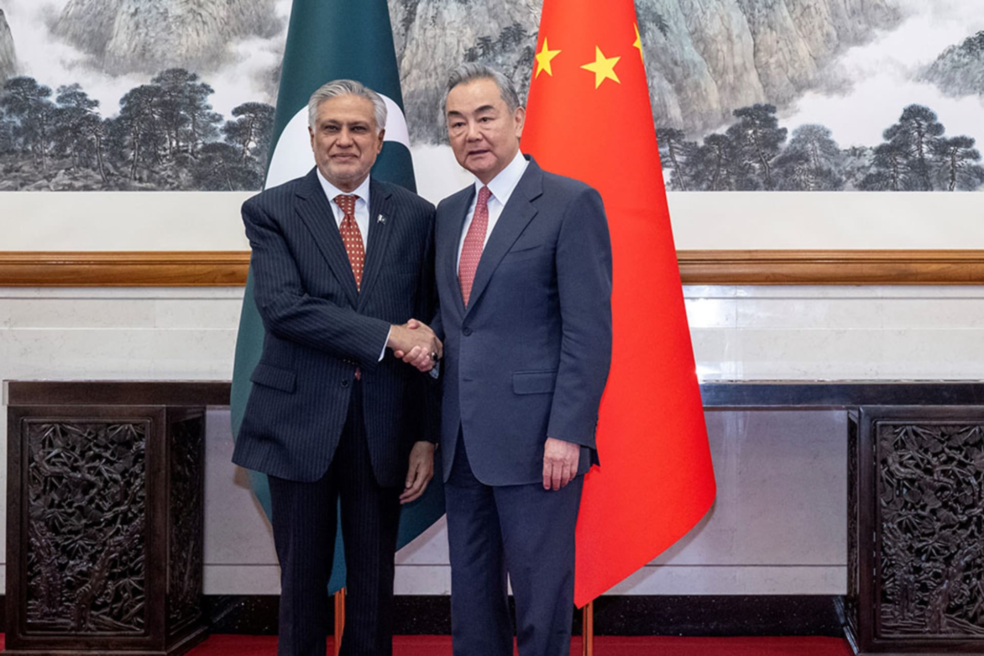 <p>Chinese Foreign Minister Wang Yi holds talks with Deputy Prime Minister and Foreign Minister of Pakistan Mohammad Ishaq Dar in Beijing, China, on May 20, 2025.</p>
