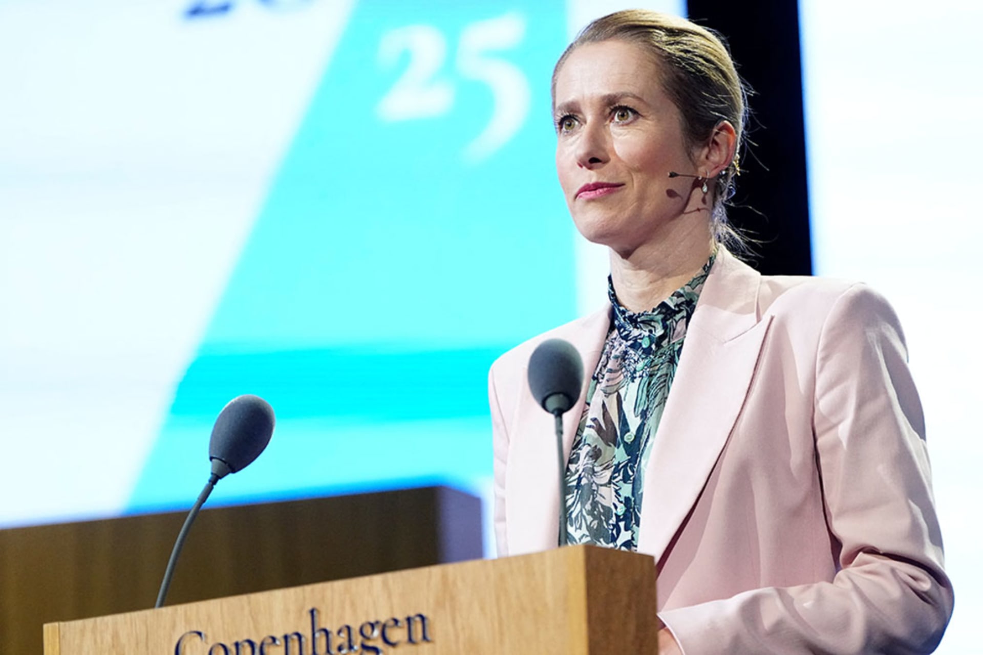 <p>High Representative of the European Union for Foreign Affairs and Security Policy Kaja Kallas looks on as she speaks at the Copenhagen Democracy Summit</p>
