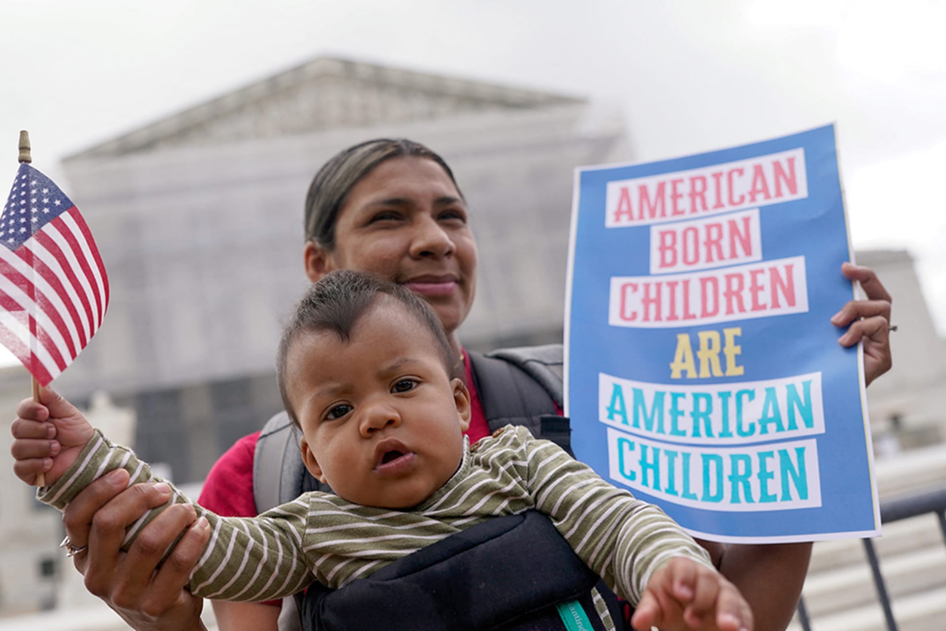<p>Protestors rally outside the Supreme Court on May 15, the day it is scheduled to hear oral arguments over President Donald Trump’s efforts to restrict birthright citizenship.</p>
