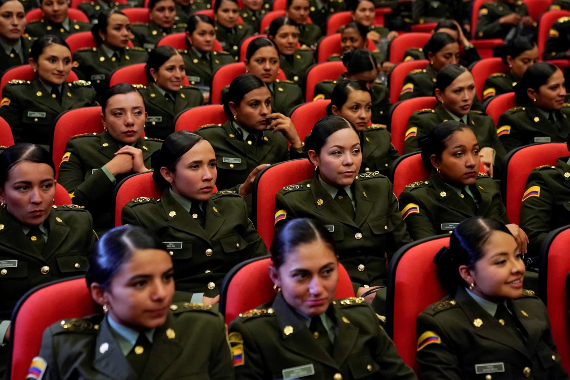 <p>Women cadets at a police academy listen to remarks from Ivanka Trump during the unveiling of a U.S. partnership with Colombia on Women, Peace, and Security (WPS) in Bogota, Colombia September 3, 2019. </p>
