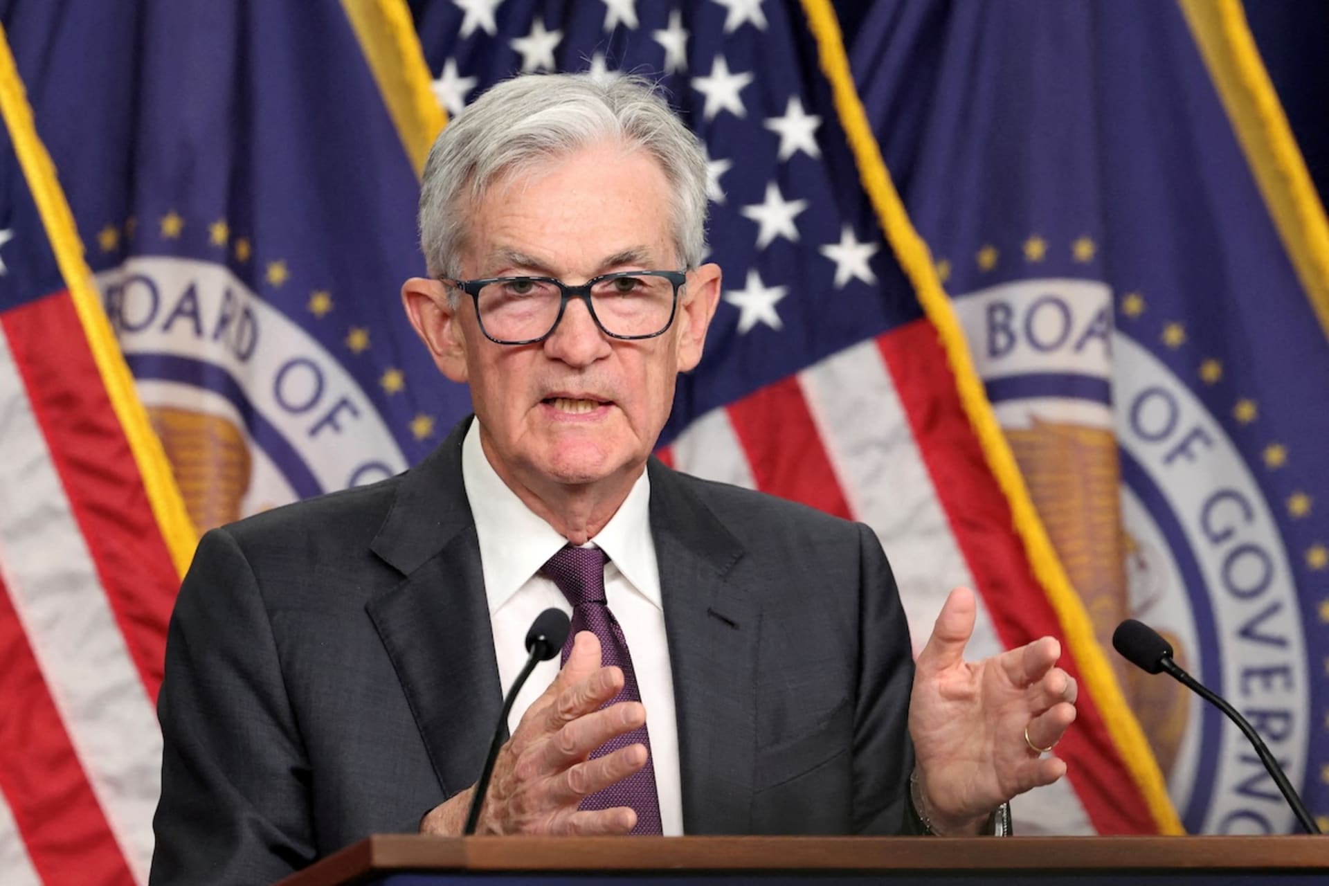 <p>U.S. Federal Reserve Chair Jerome Powell speaks at a press conference, following a two-day meeting of the Federal Open Market Committee on interest rate policy, in Washington, D.C., March 19, 2025.</p>
