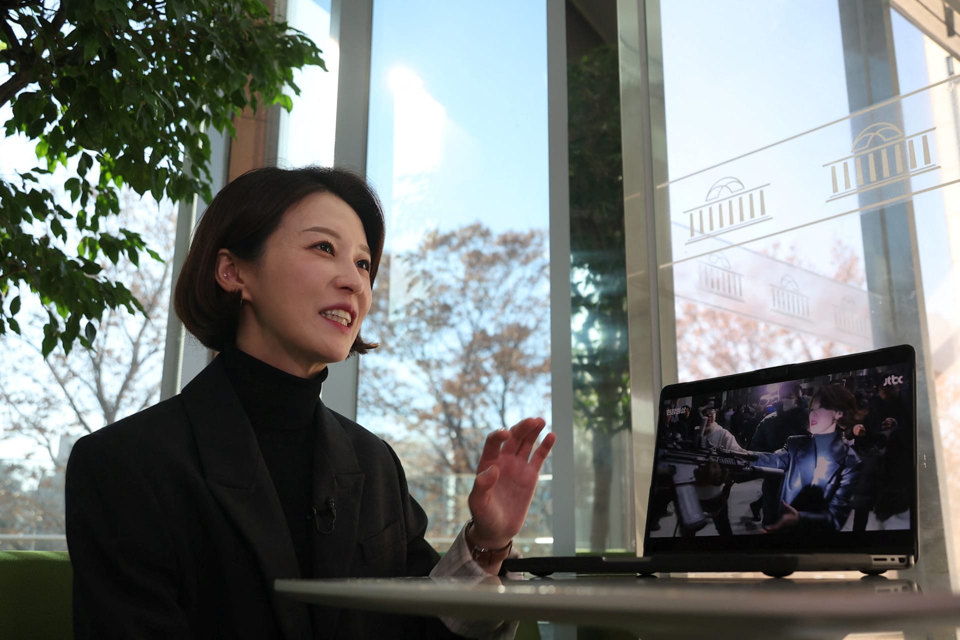 <p>An Gwi-ryeong, spokesperson of South Korea’s main opposition Democratic Party speaks during an interview with Reuters at the National Assembly</p>
