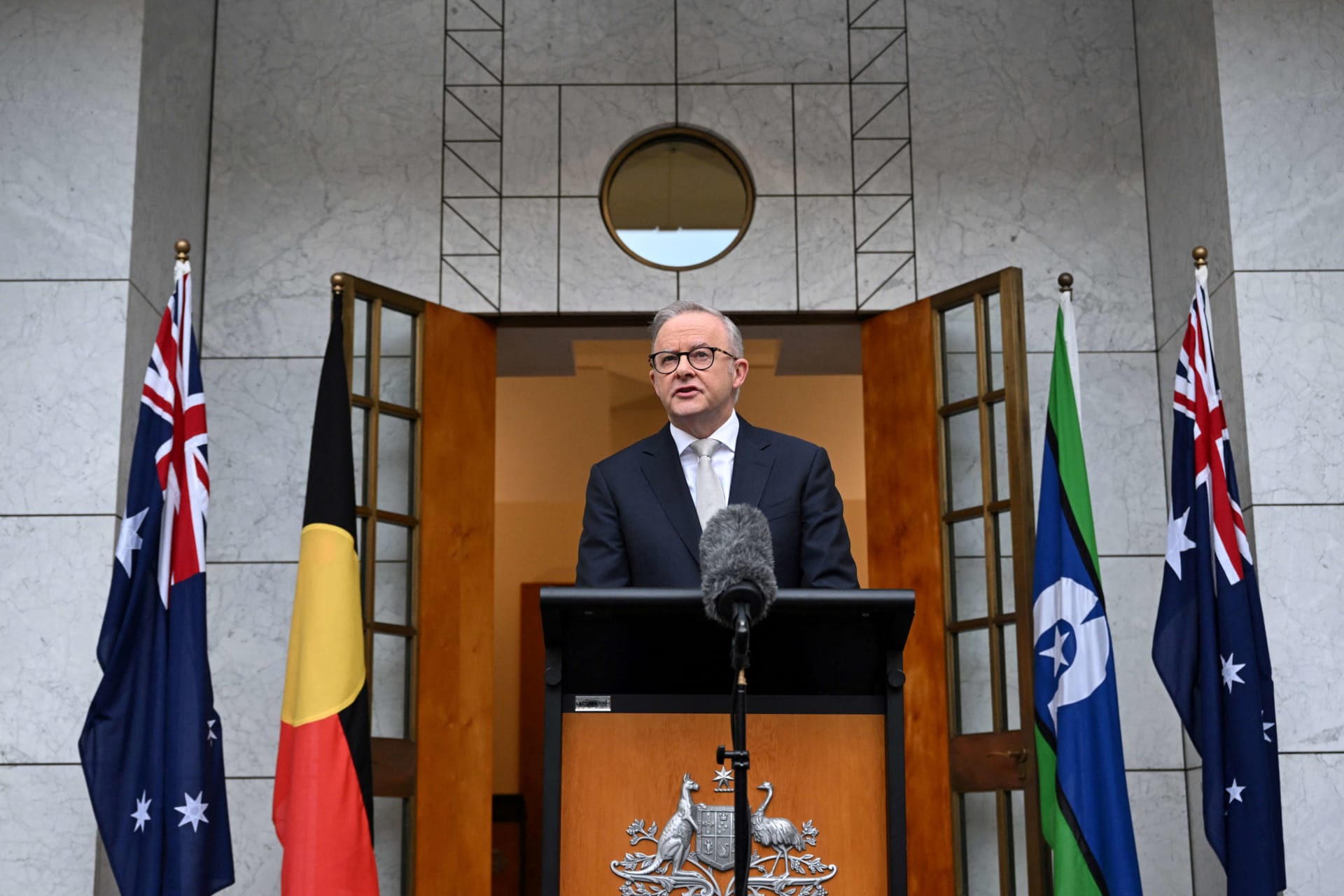 <p>Australian Prime Minister Anthony Albanese speaks to the media during a press conference at Parliament House, in Canberra, Australia, on March 28, 2025.</p>
