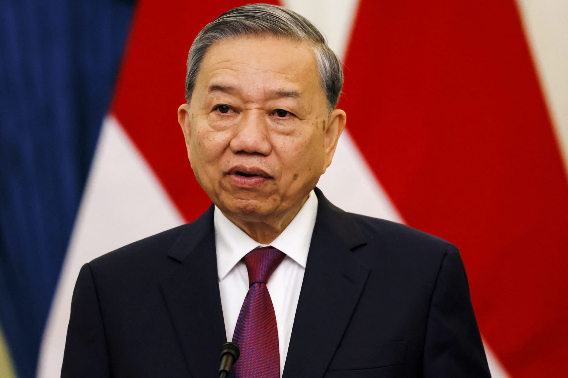 <p>Vietnam’s Communist Party General Secretary To Lam speaks during a press conference on March 10, 2025. </p>
