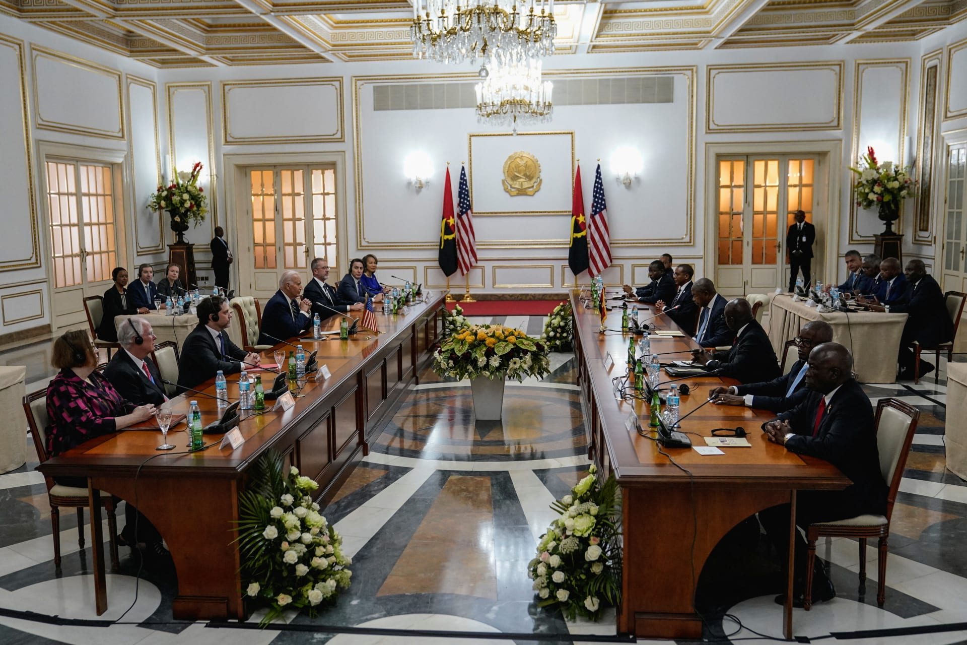 <p>U.S. President Joe Biden meets with Angolan President Joao Manuel Goncalves Lourenco at the Presidential Palace in Luanda, Angola, December 3, 2024.</p>
